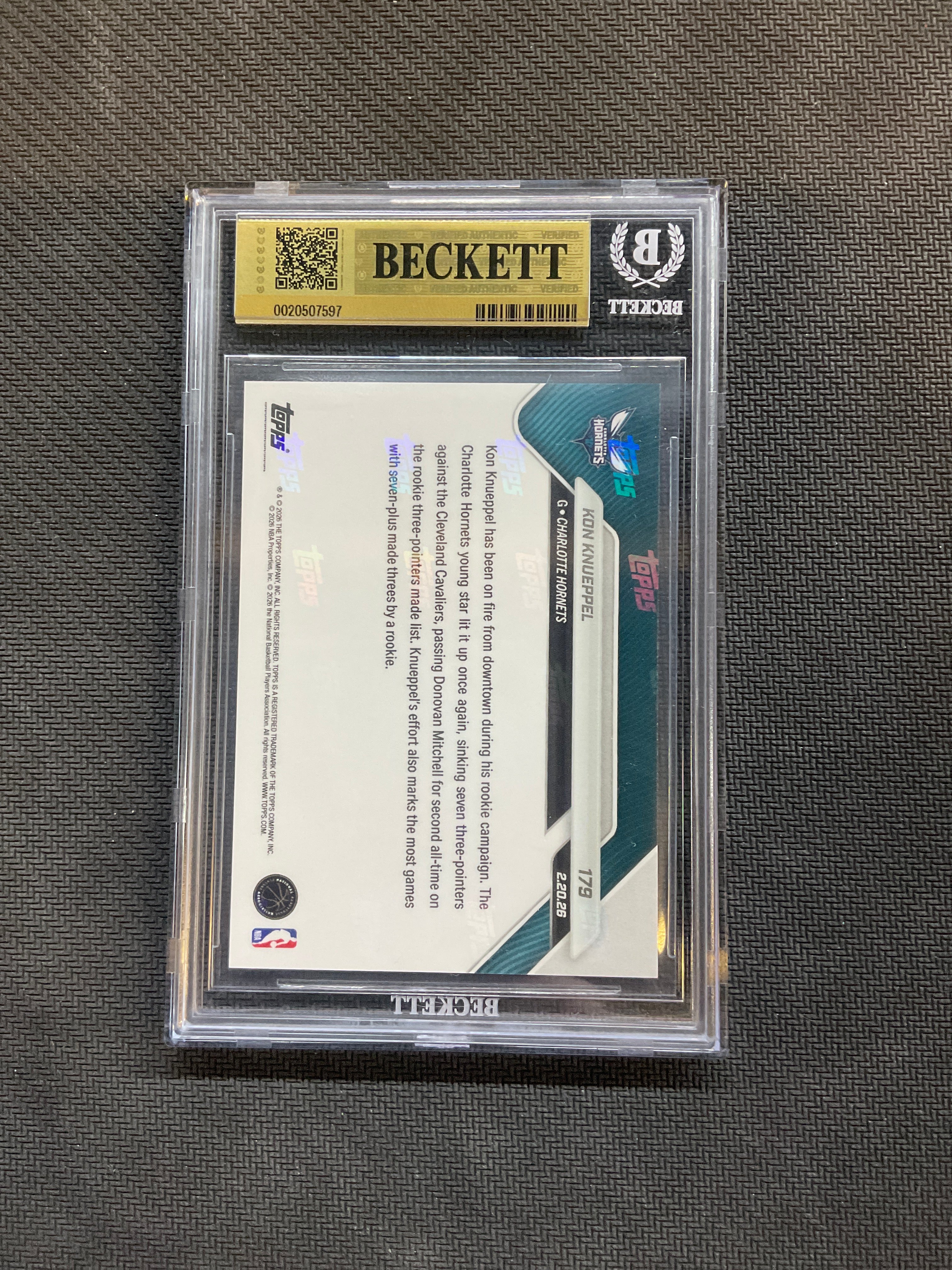 2025-26 Topps Now Kon Knueppel Rookie /5646 BGS 10 597