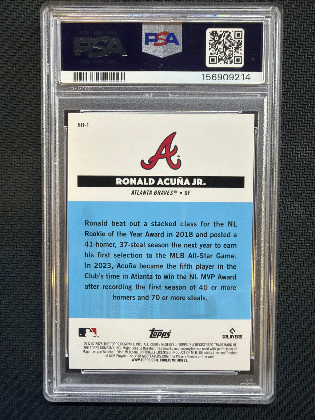 2025 Topps All Star Game Ronald Acuna Jr Homegrown Heroes #HH1 PSA 10 Braves