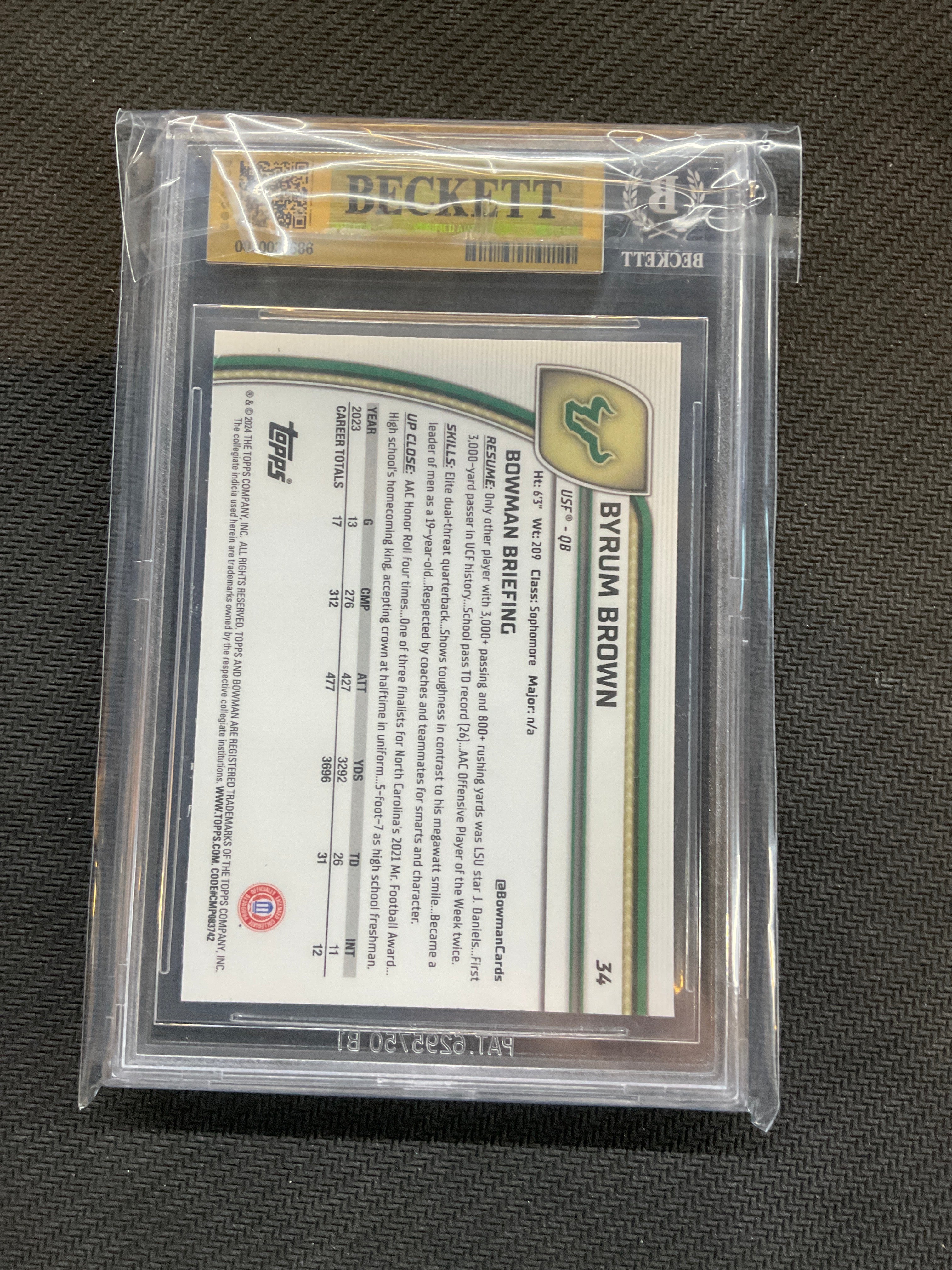 2024 Bowman U Byrum Brown Rookie XFractor BGS 9.5 Auburn 686
