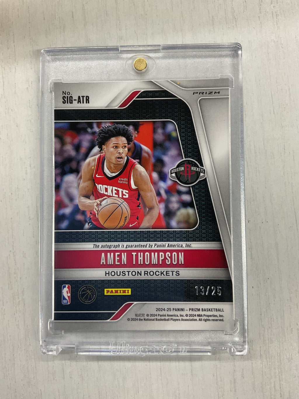 2024-25 Prizm Amen Thompson Blue Shimmer Auto /25 Rockets