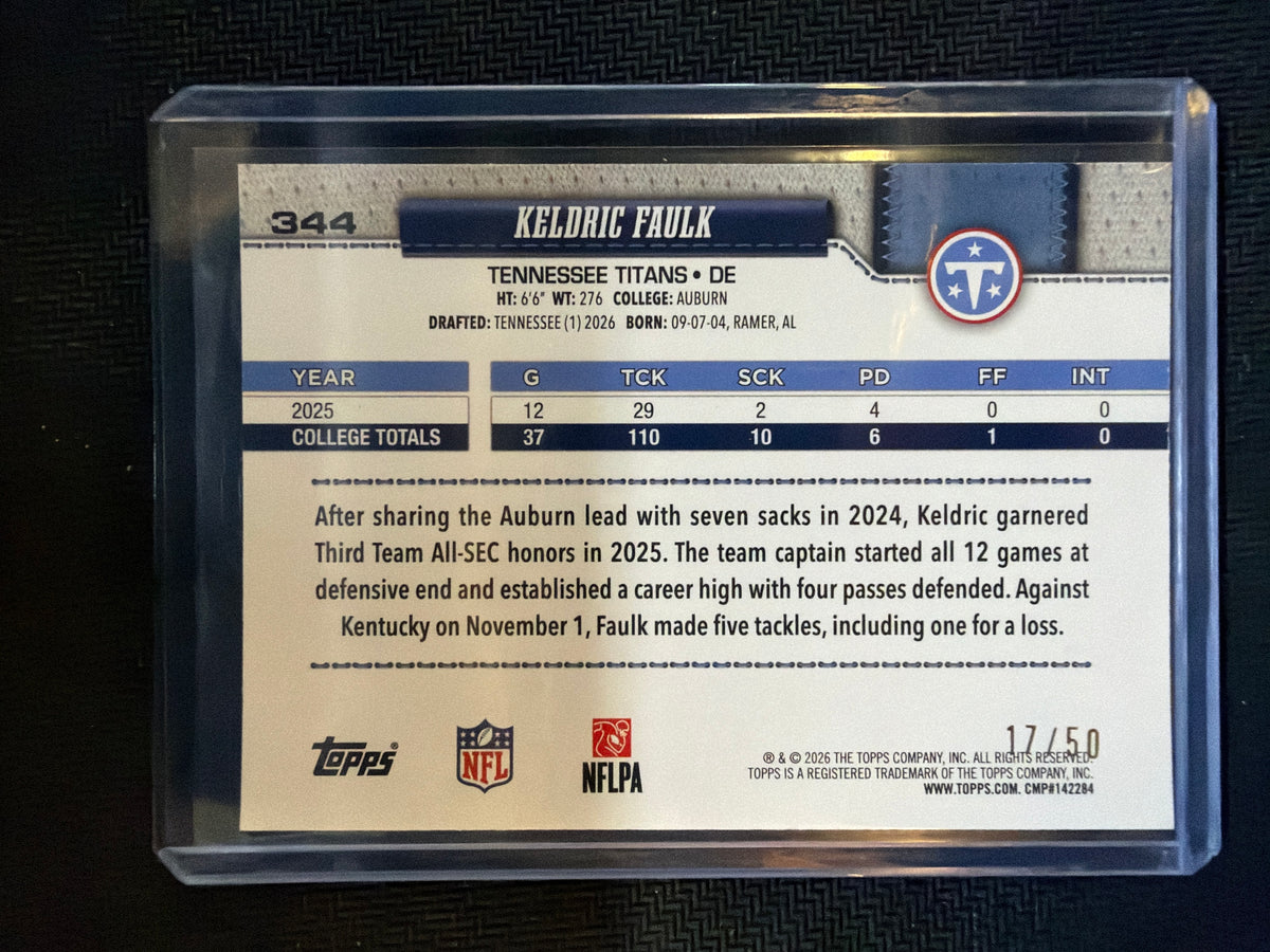 2026 Topps Flagship Keldric Faulk Canvas /50 #344 Rookie