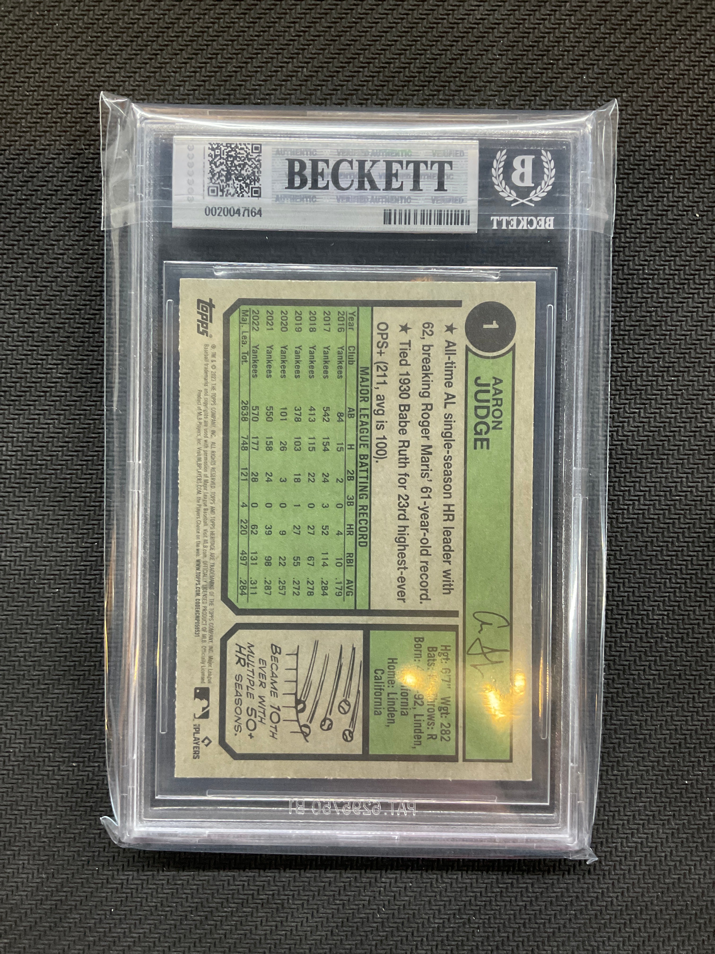 2023 Topps Heritage Aaron Judge Tribute BGS 9