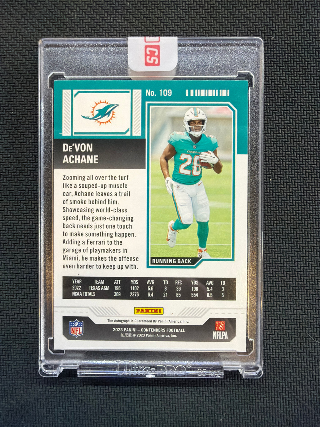2023 Panini Contenders De'Von Achane Rookie Auto /50 Dolphins