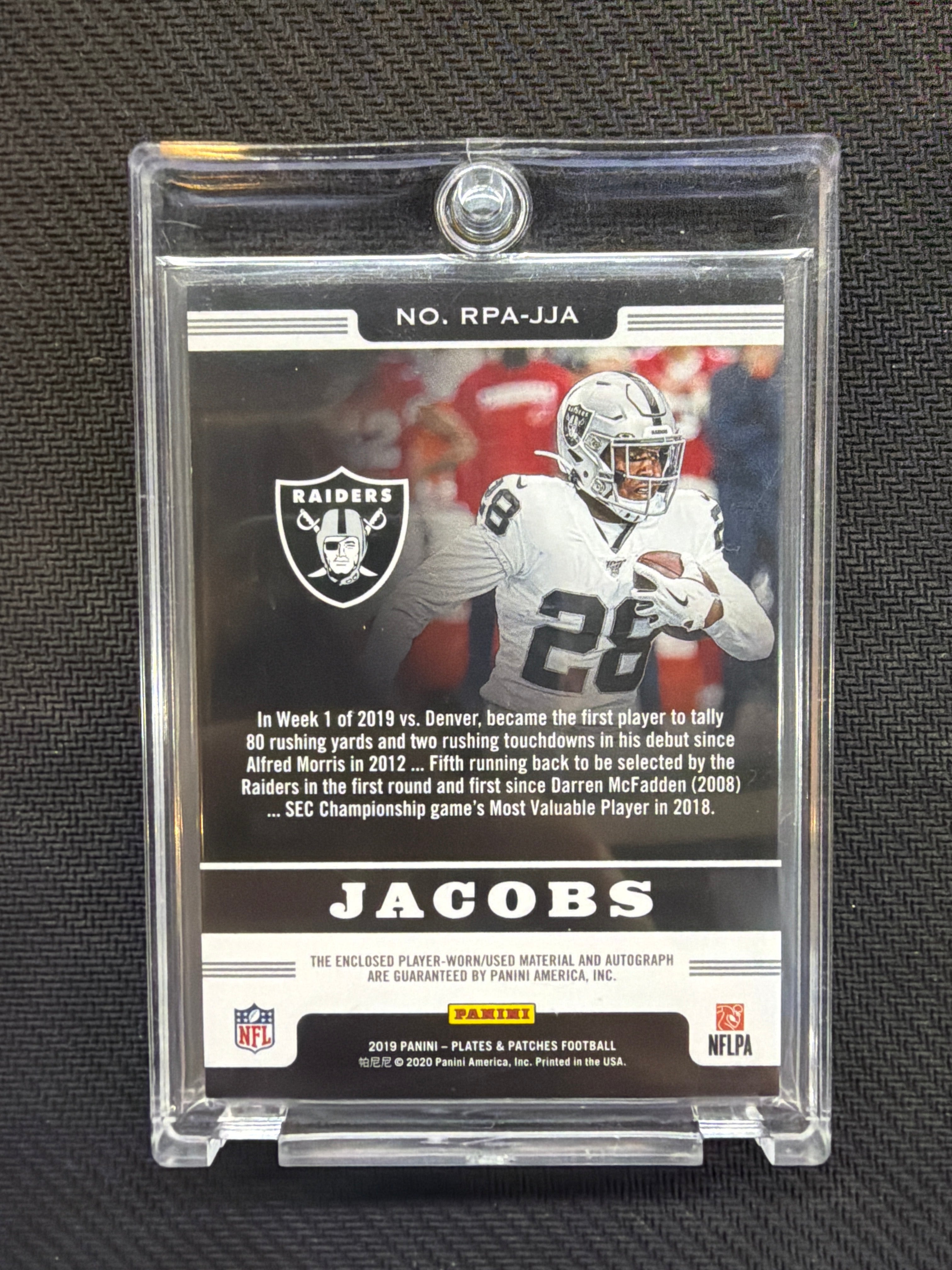 2019 PLates & Patches Josh Jacobs Rookie Patch Auto /99