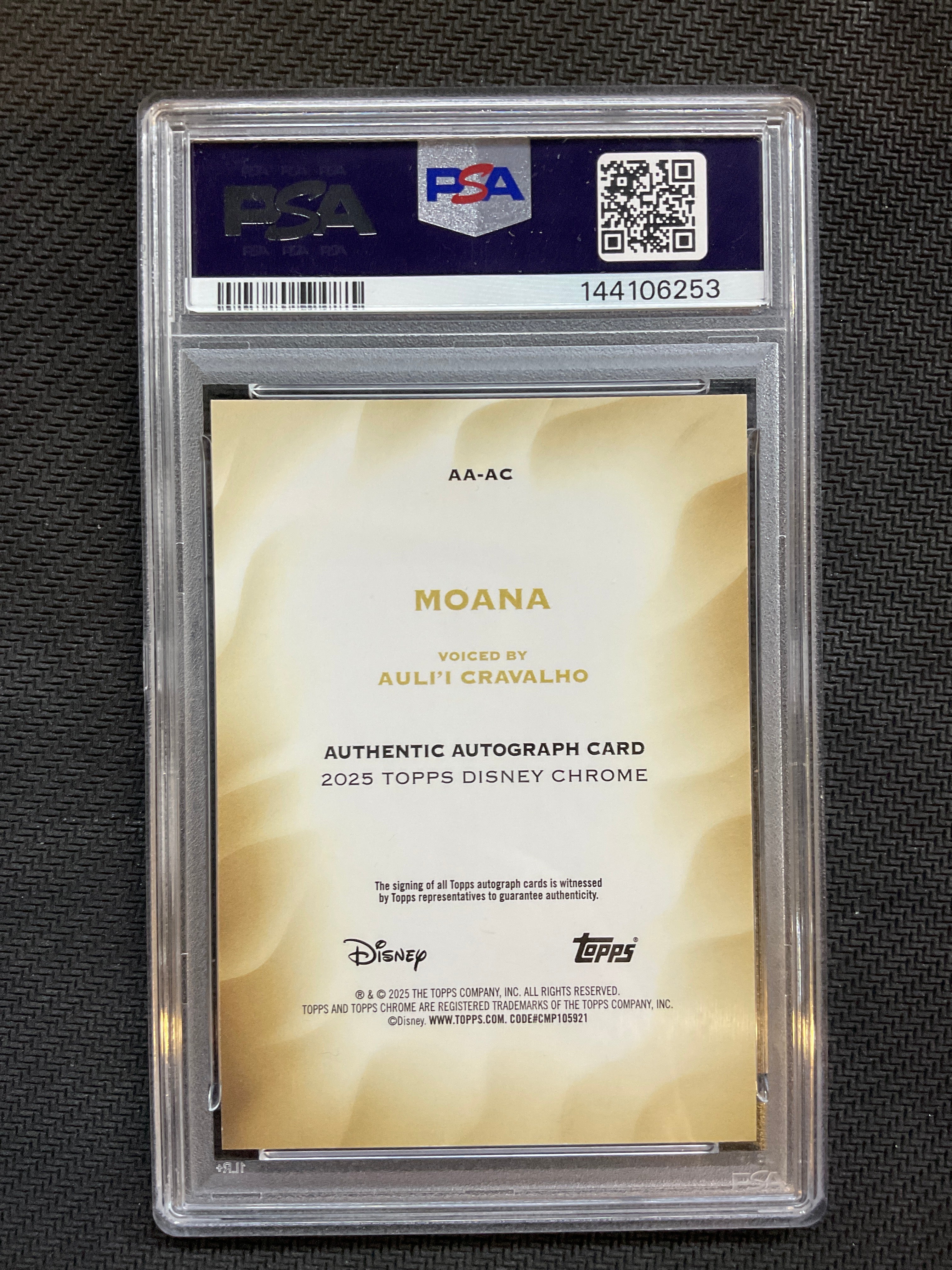 2025 Topps Chrome Disney Auli'i Cravalho Auto Moana PSA 10