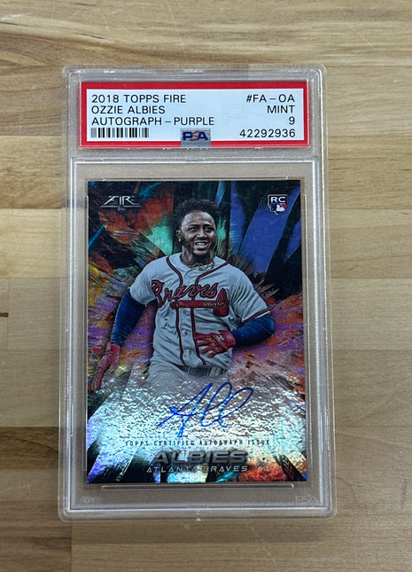 2018 Topps Fire Ozzie Albies Auto Purple /50 PSA 9