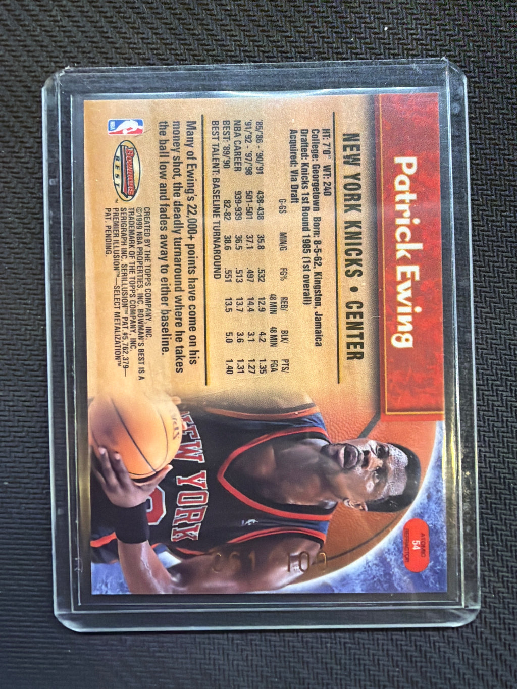 1998 Bowman's Best Patrick Ewing #54 Atomic Refractor /100 Knicks