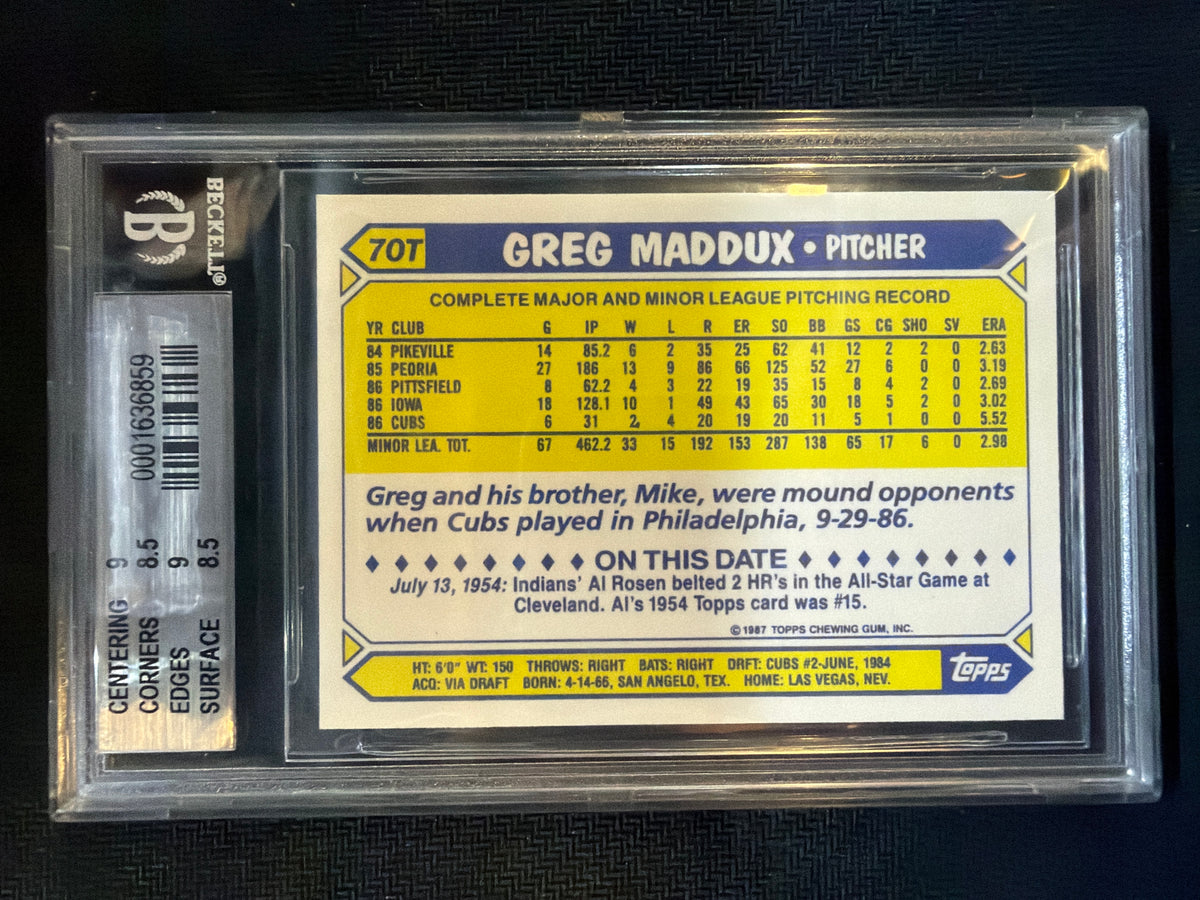 1987 Topps Traded Tiffany Greg Maddux #70T BGS 8.5 Cubs