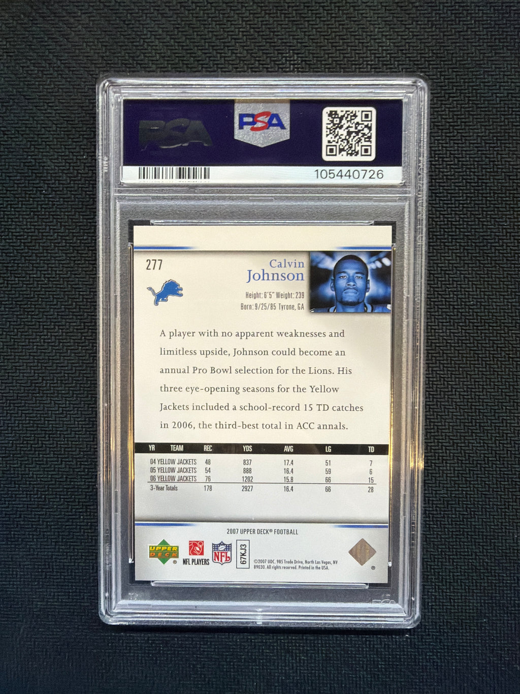 2007 Upper Deck Calvin Johnson Rookie PSA 10 Exclusives