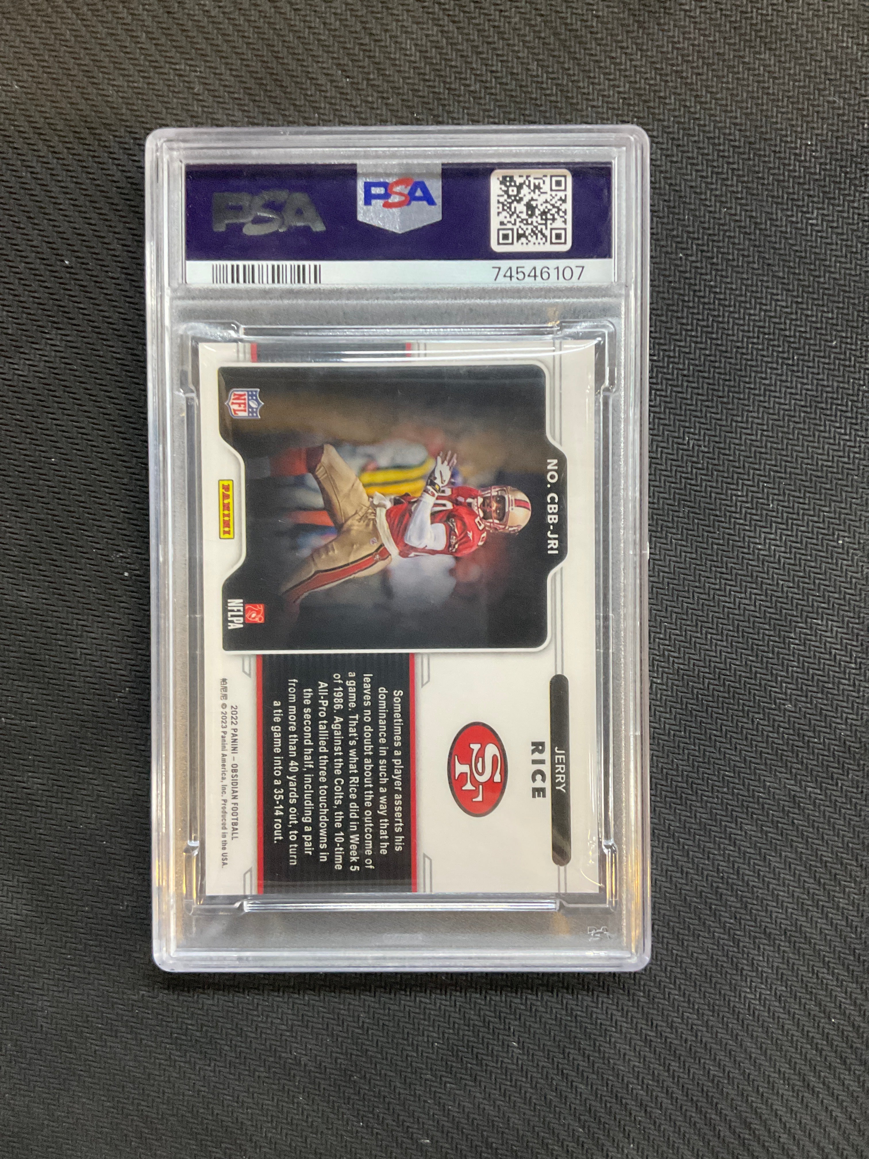 2022 Obsidian Jerry Rice Black Color Blast PSA 9 107