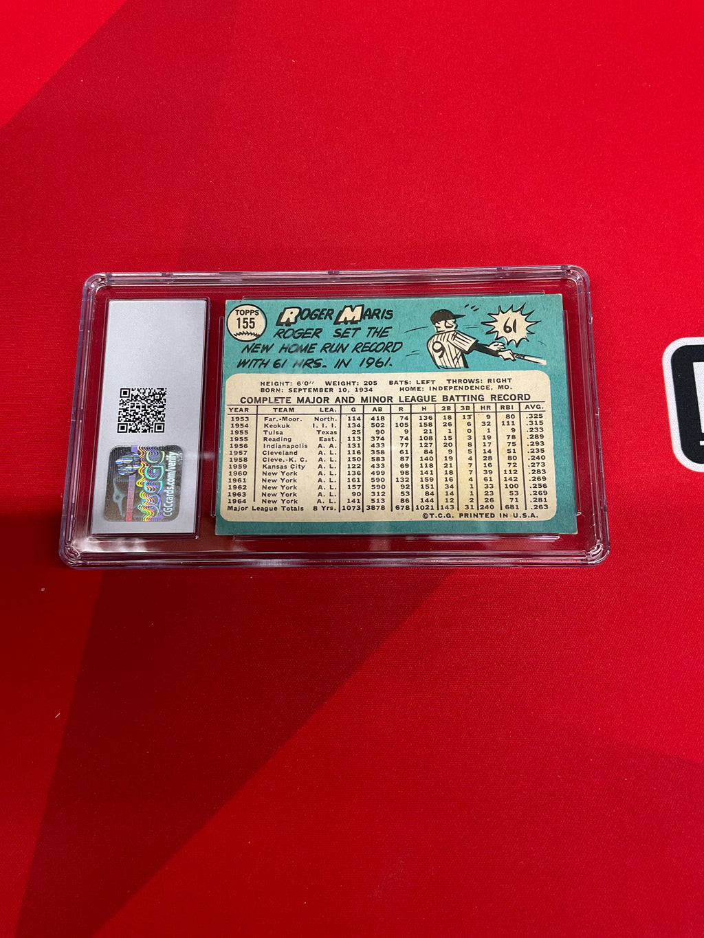 1965 Topps #155 Roger Maris CGC 3.5