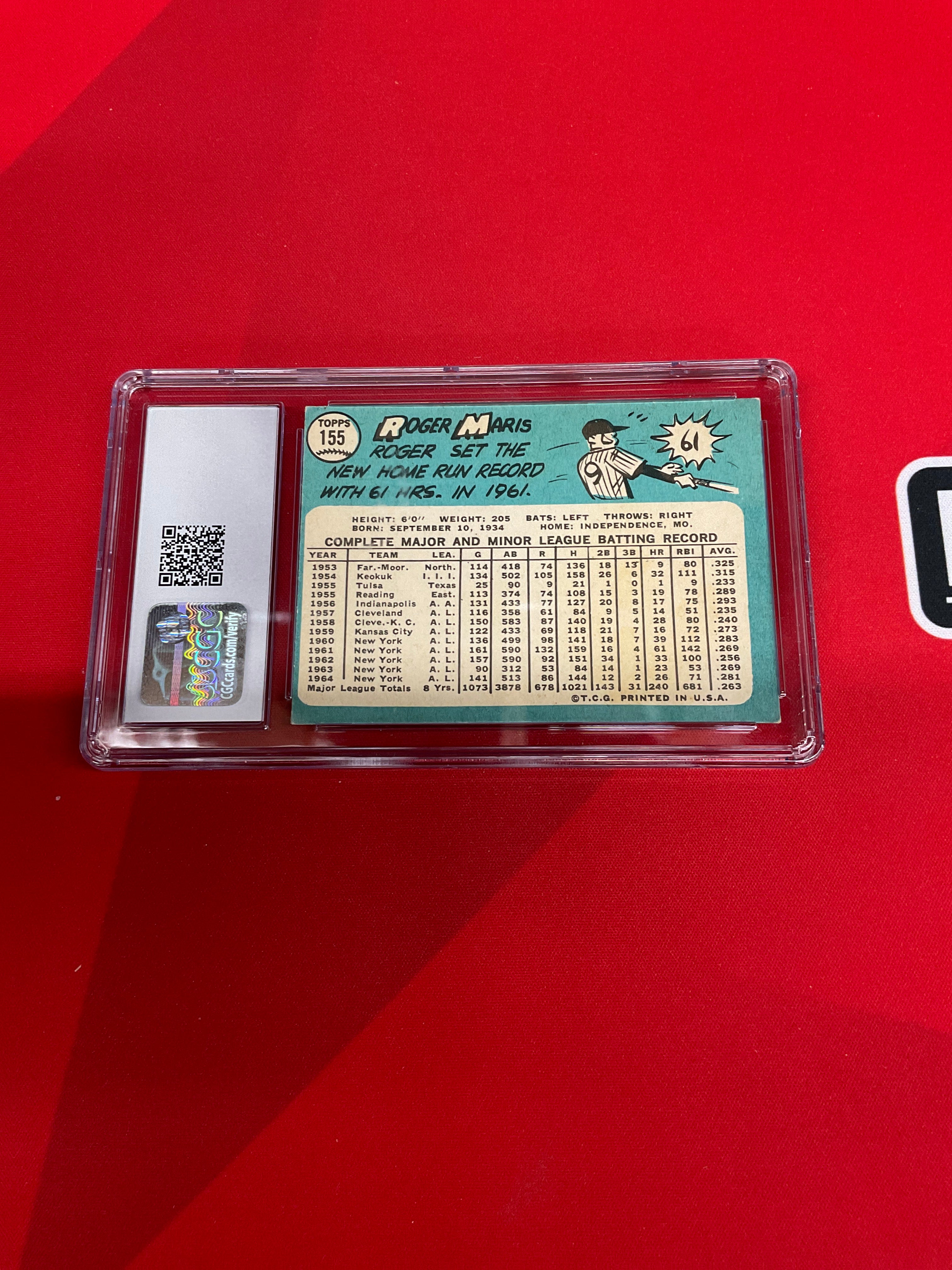 1965 Topps #155 Roger Maris CGC 3.5