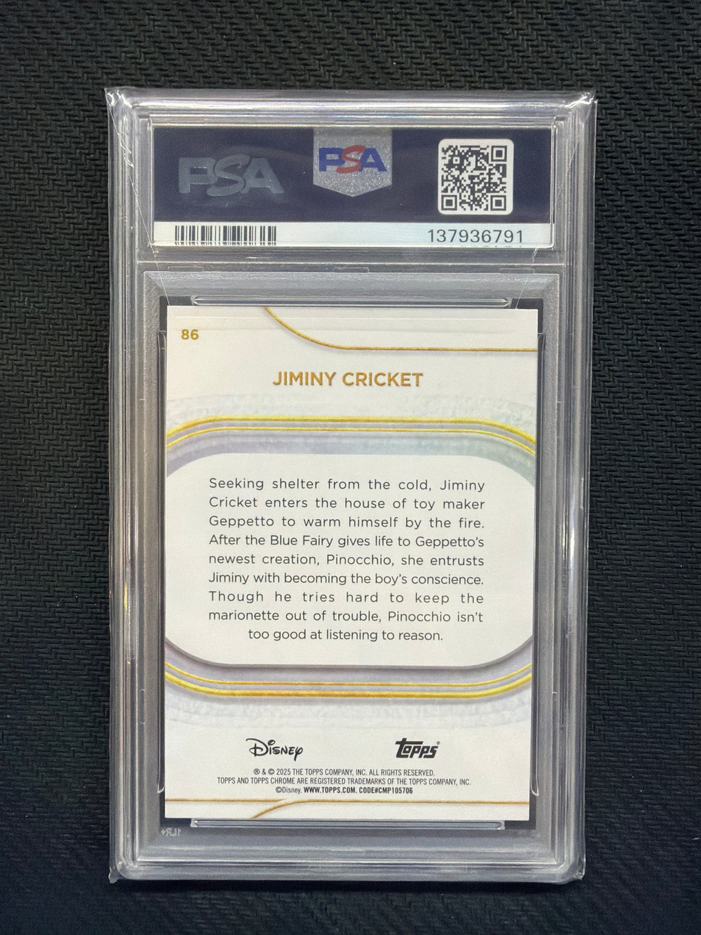 2025 Topps Chrome Disney Jiminy Cricket Purple /75 PSA 9 791