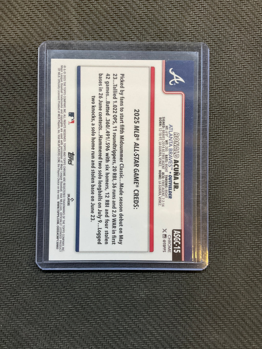2025 Topps Chrome Update Ronald Acuna Jr. Green /99 Braves