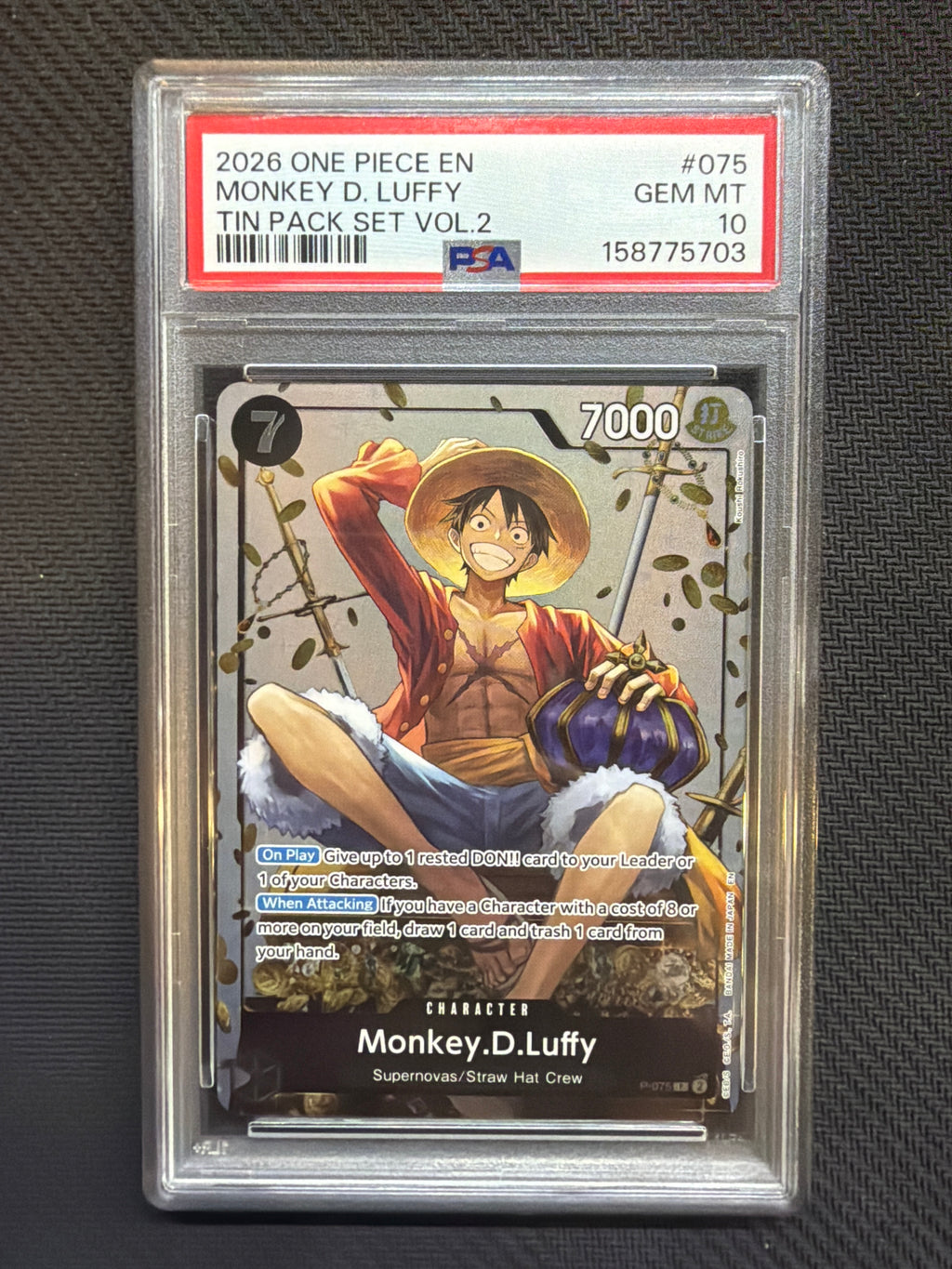 2026 One Piece Tin Pack Set Volume 2 Monkey D Luffy 075 PSA 10 703