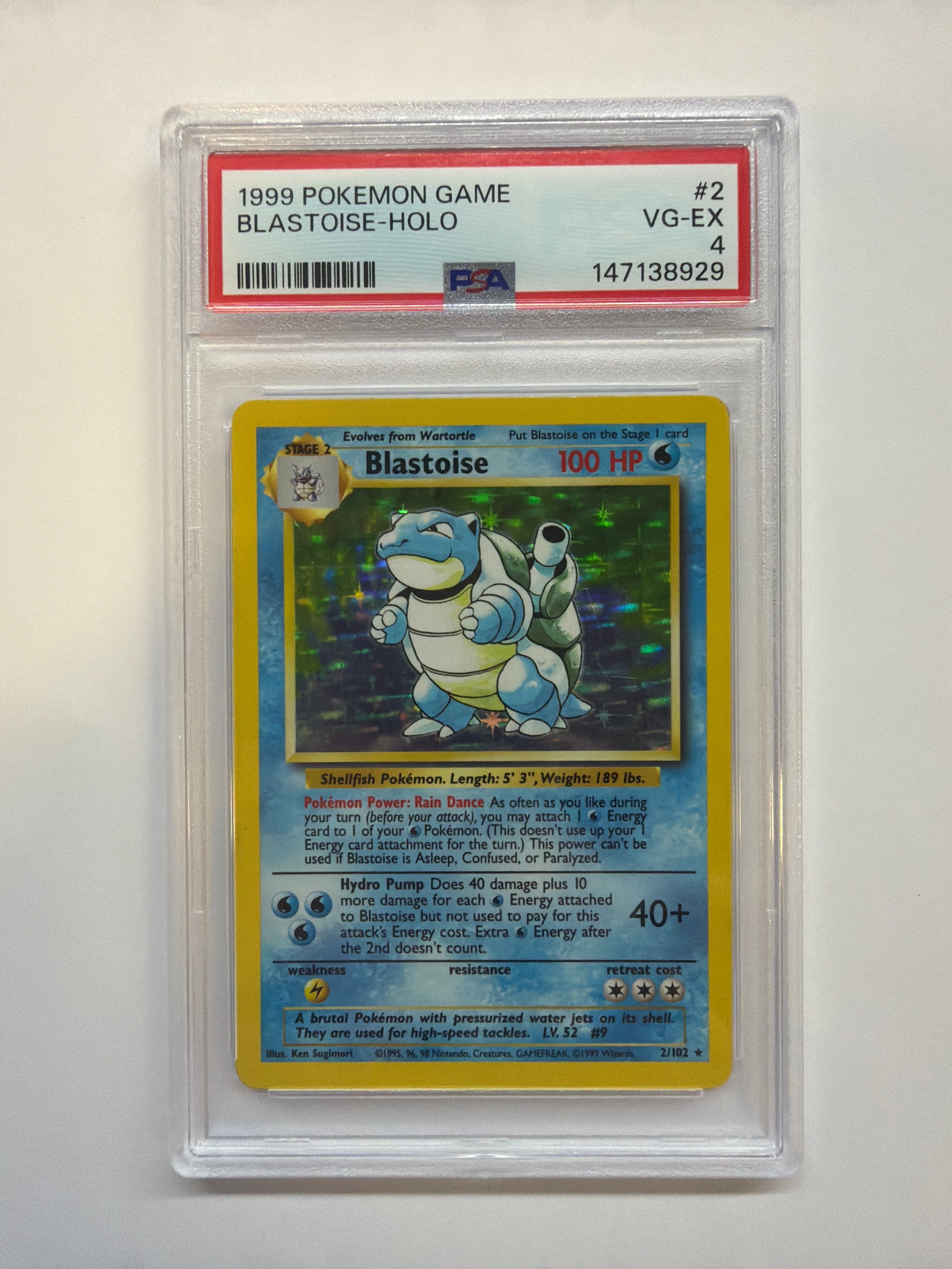 1999 Pokemon Game Blastoise Holo #2 PSA 4 929