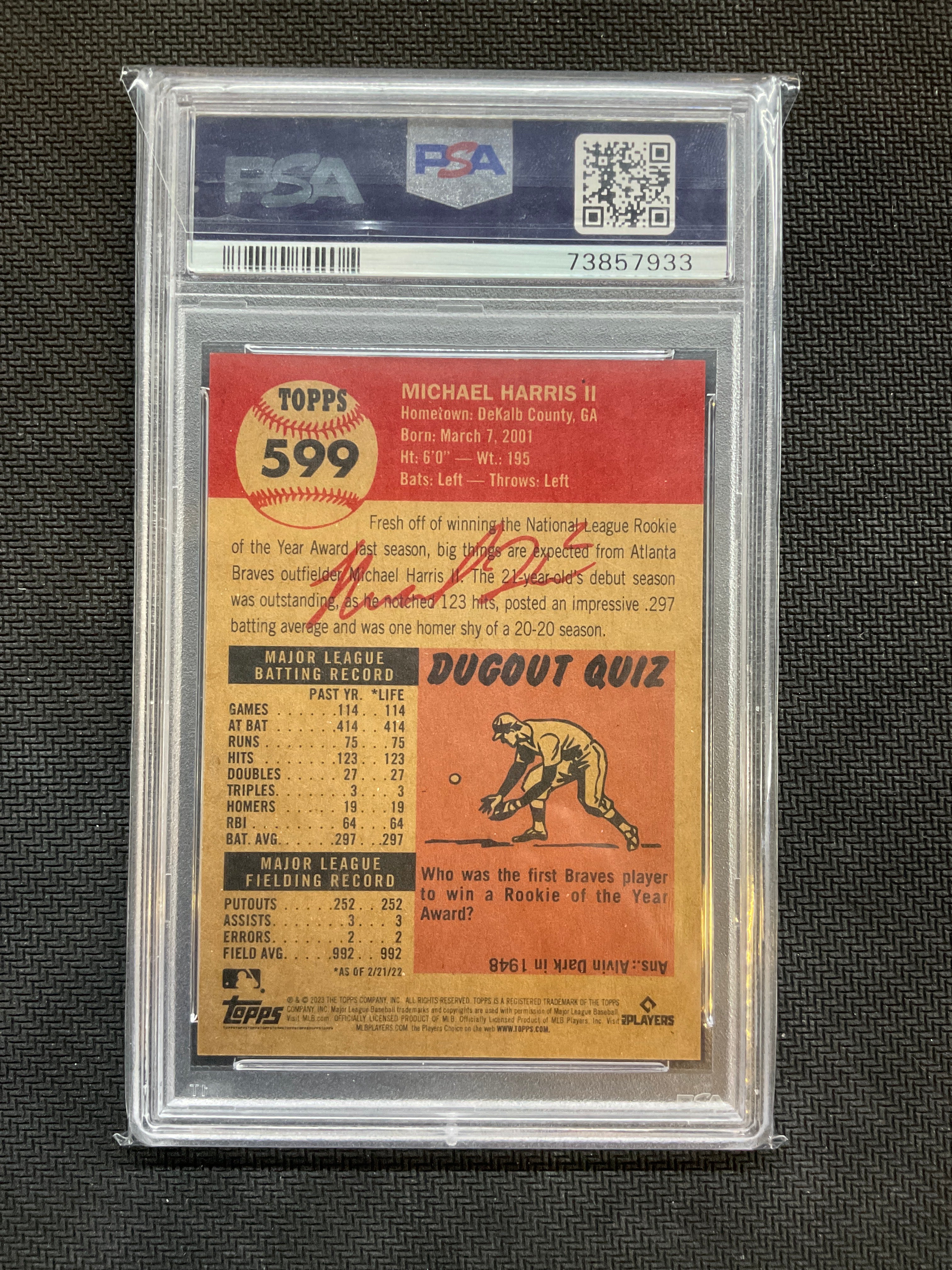 2023 Topps Living Michael Harris #599 Rookie PSA 10 Braves