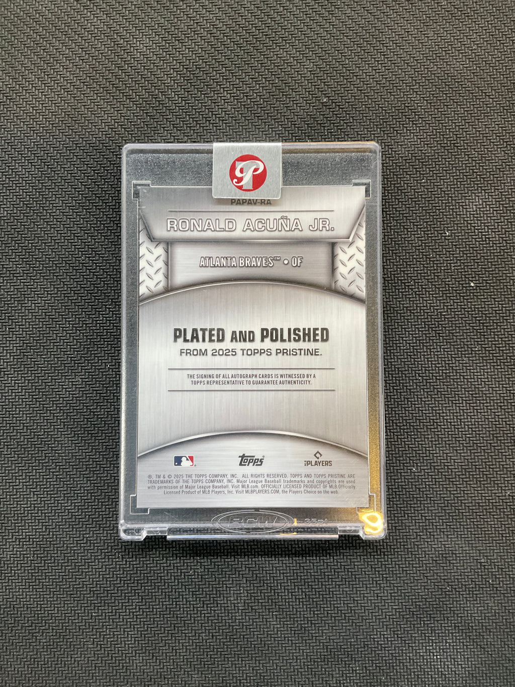 2025 Topps Pristine Ronald Acuna Jr. Gold Auto /50 Braves