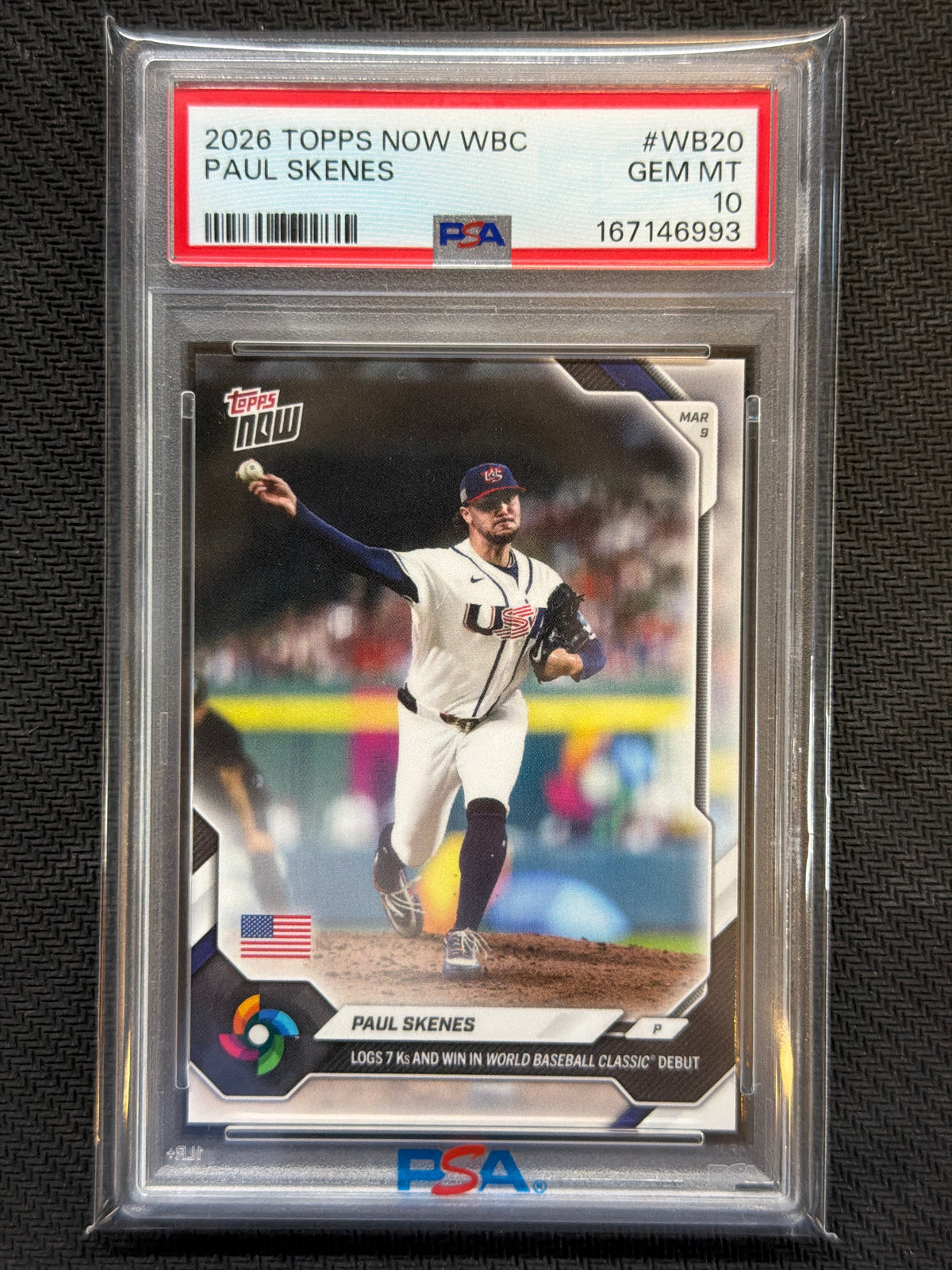 2026 Topps Now WBC Paul Skenes #WB20 7 Ks PSA 10 993