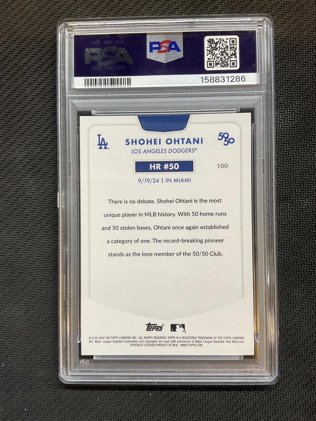 2024 Topps 50/50 Shohei Ohtani HR 50 PSA 10 Dodgers