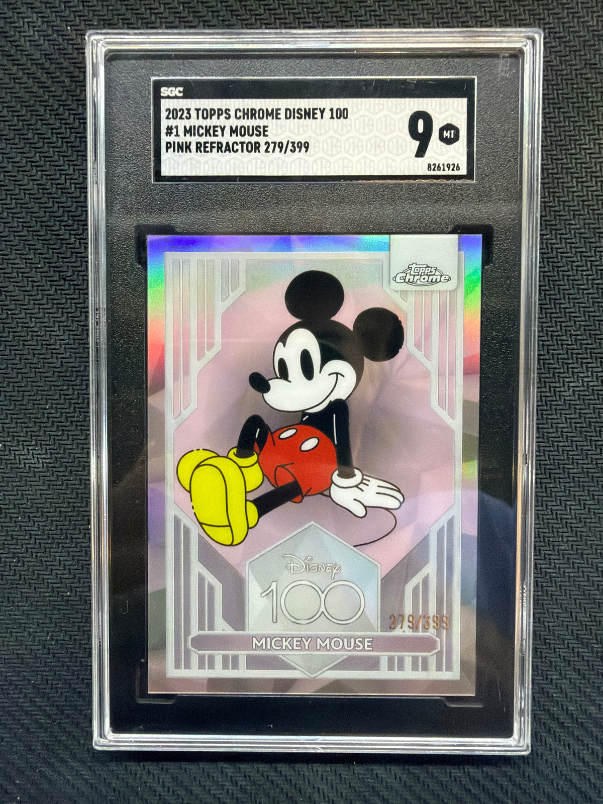 2023 Topps Chrome Disney 100 Mickey Mouse Rookie Pink /399 SGC 9 Rookie