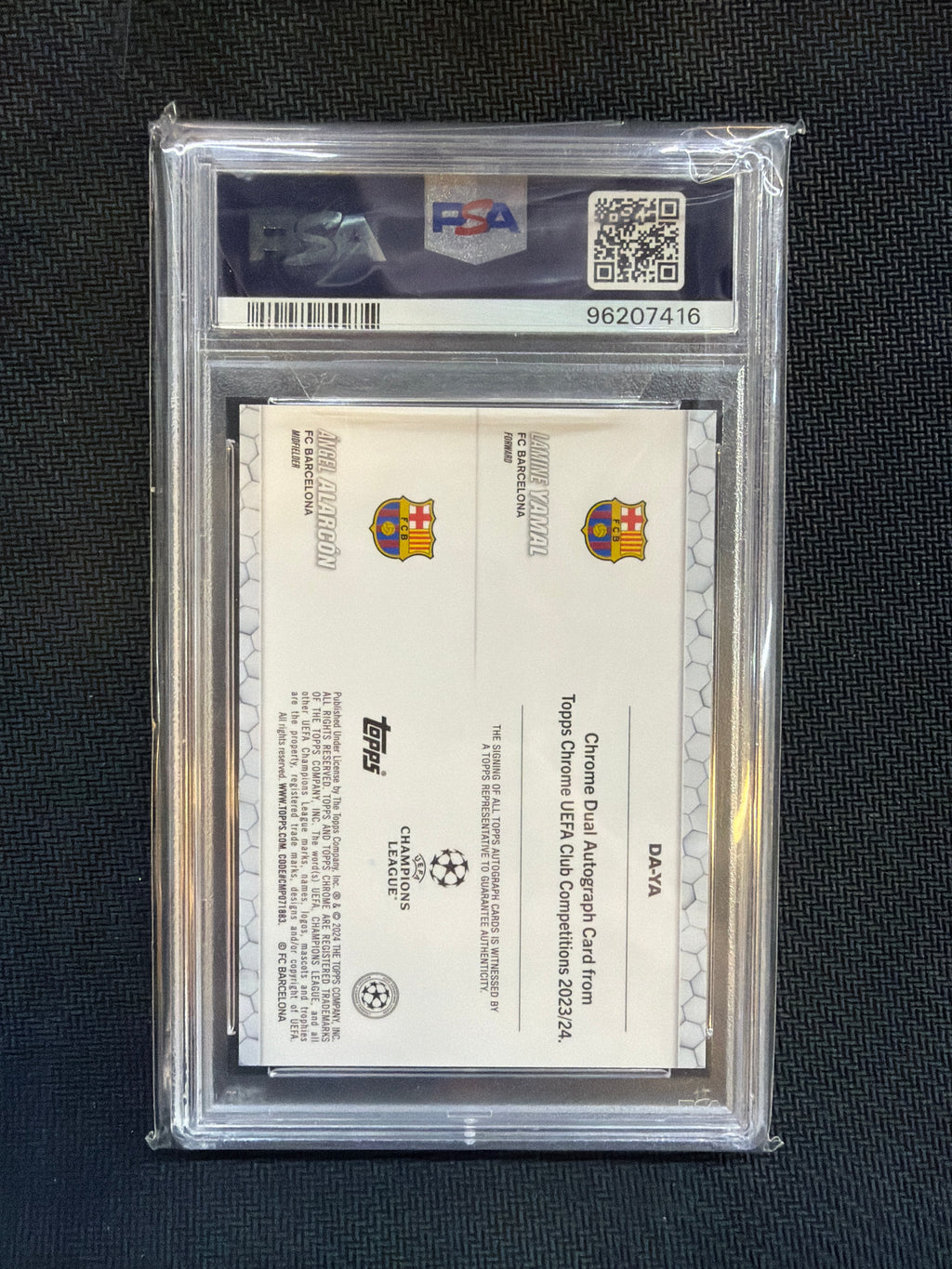 2023-24 Topps Chrome UCC Lamine Yamal Angel Alarcon Auto /99 PSA 10