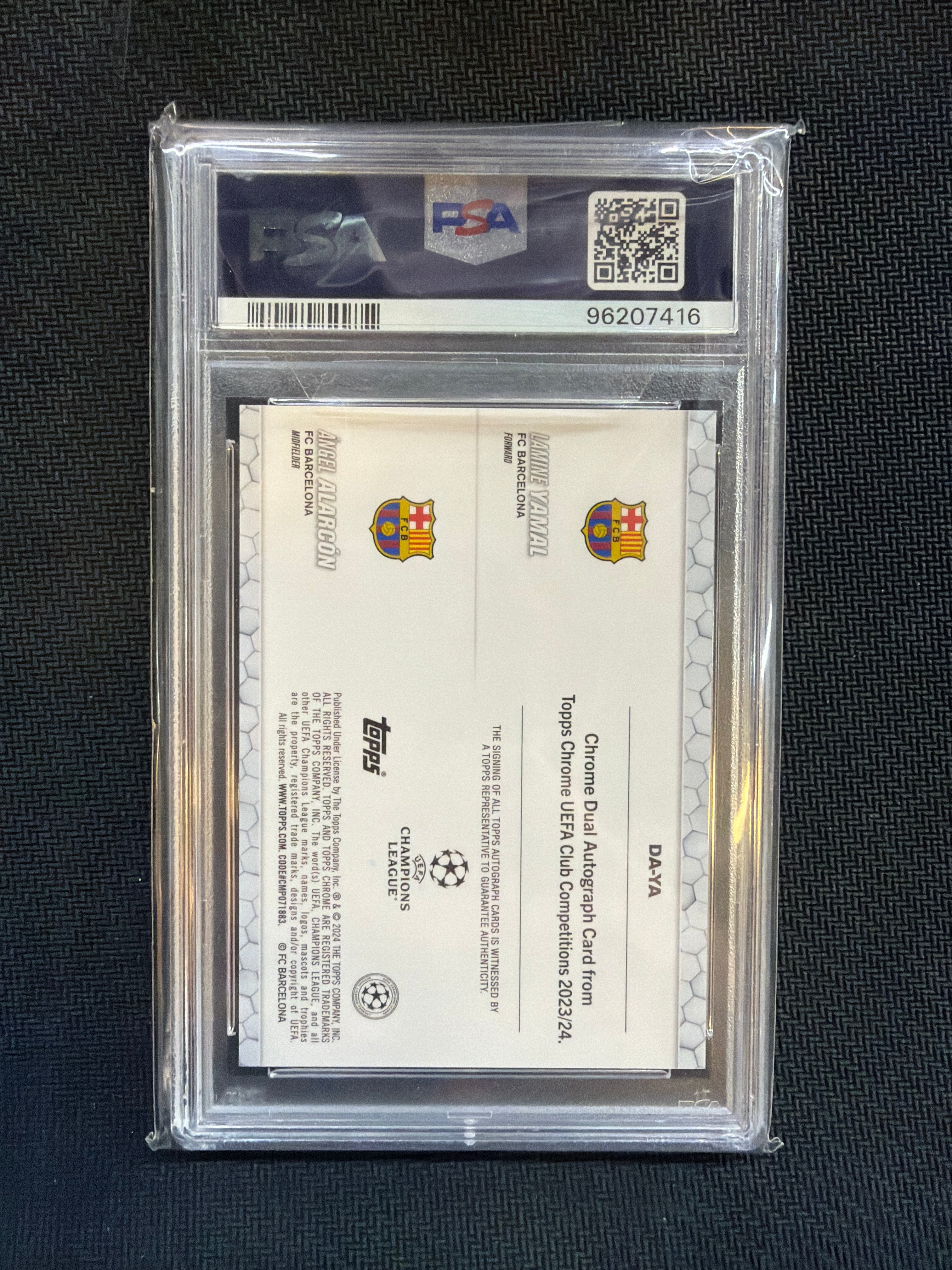 2023-24 Topps Chrome UCC Lamine Yamal Angel Alarcon Auto /99 PSA 10