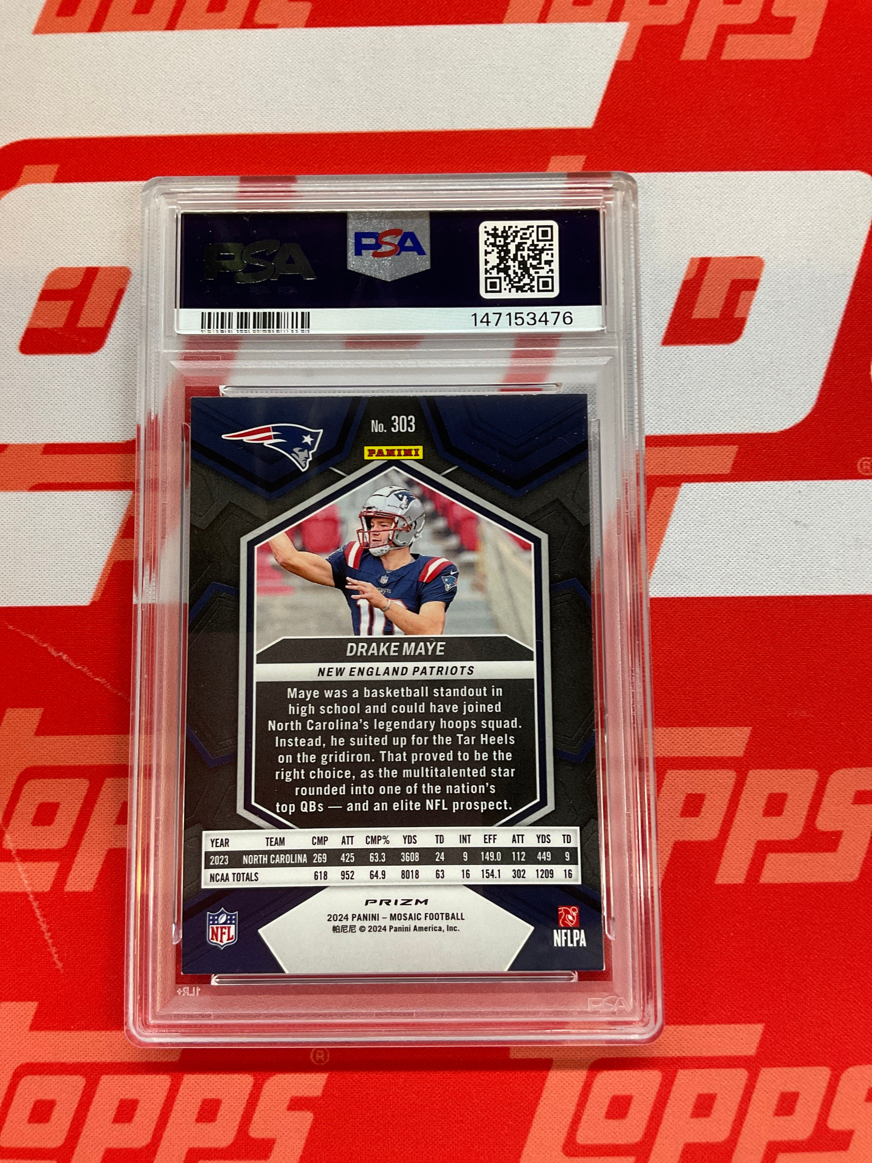 2024 Mosaic Drake Maye Rookie Silver PSA 8 476