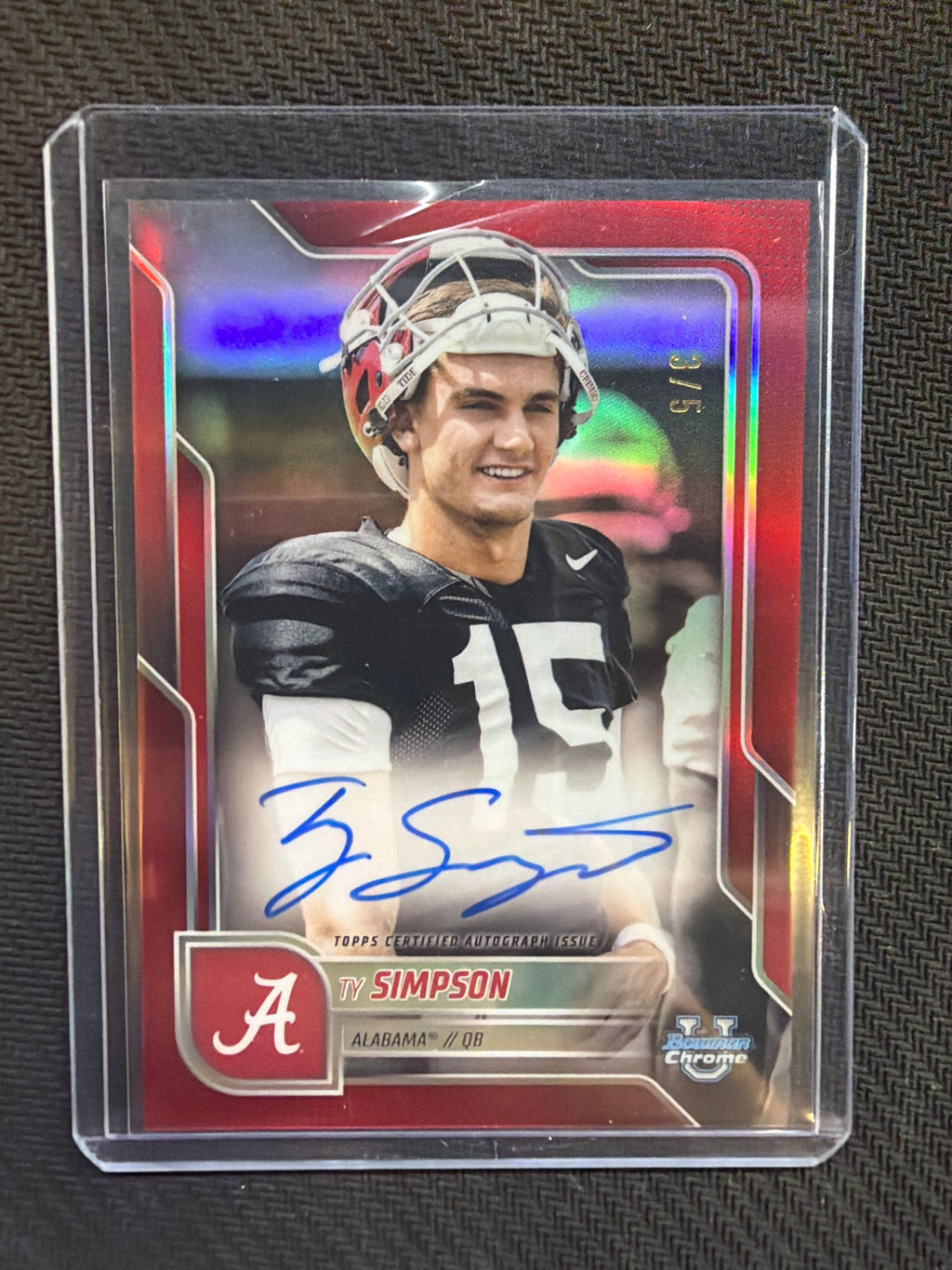 2026 Bowman U Chrome Ty Simpson Image Variation Red Auto /5 Alabama