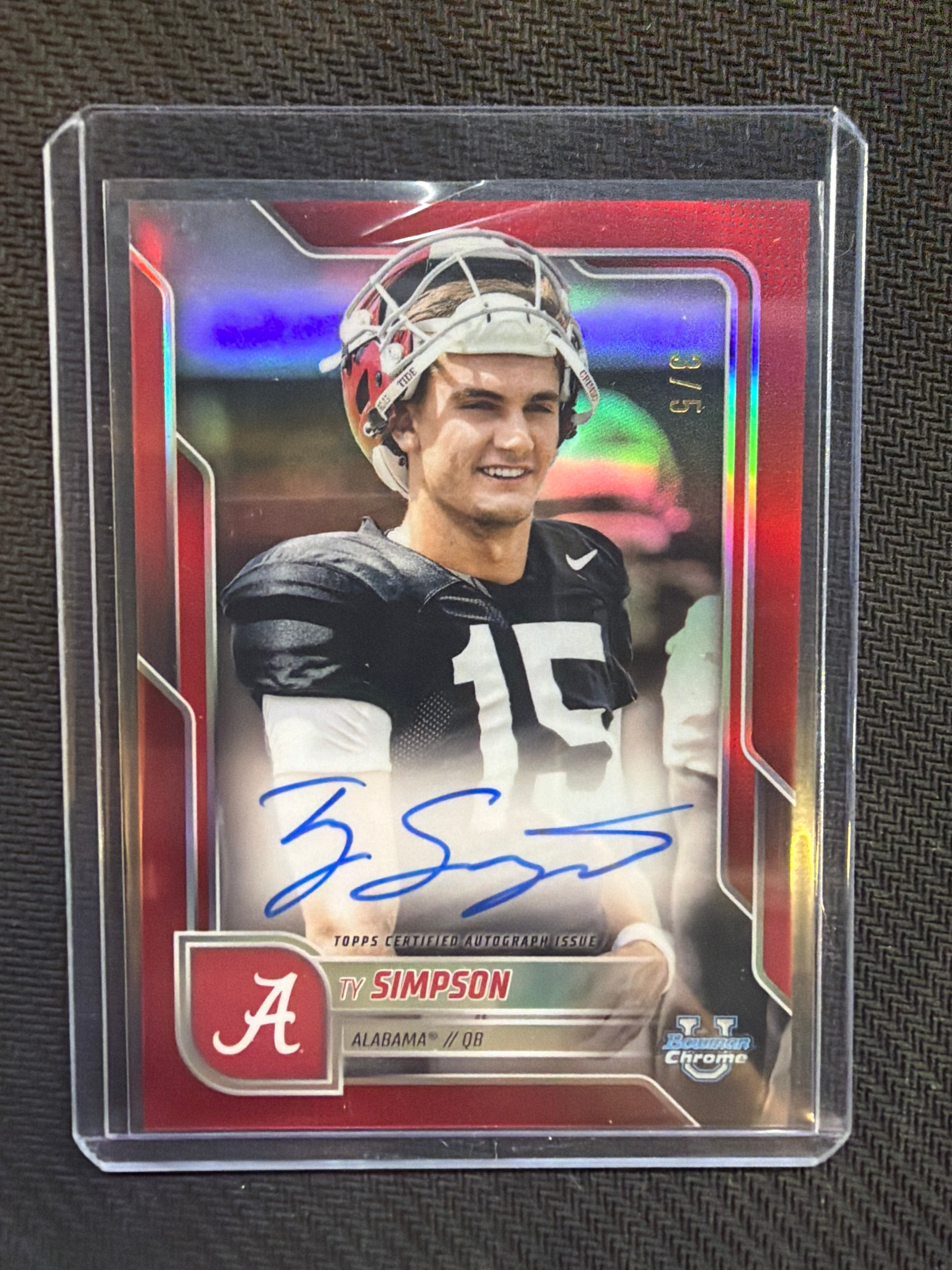 2026 Bowman U Chrome Ty Simpson Image Variation Red Auto /5 Alabama
