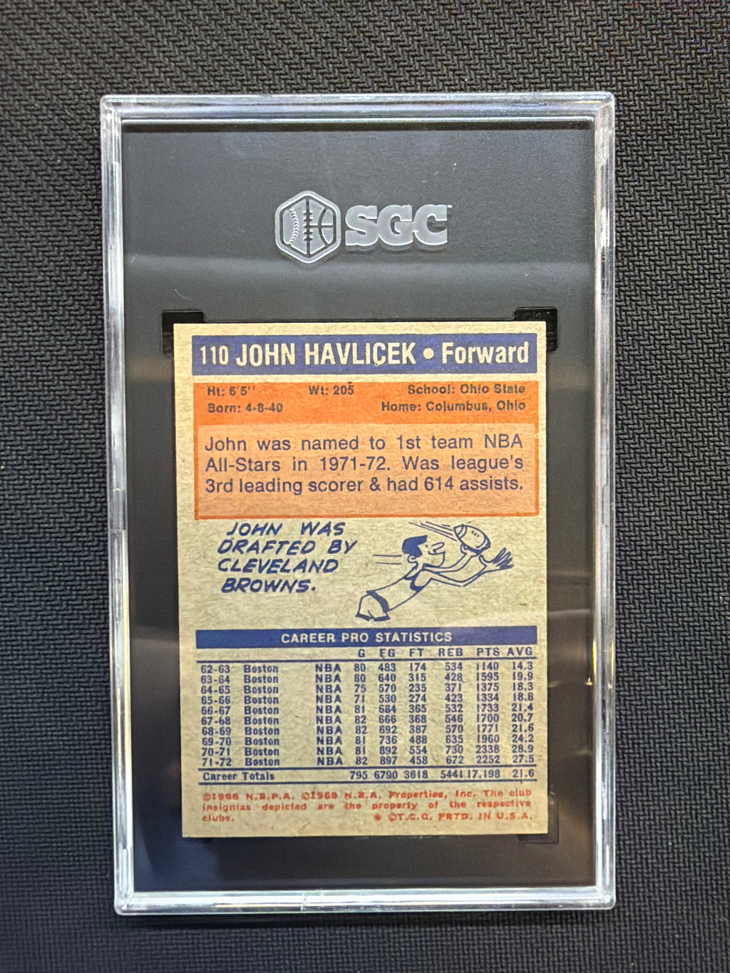 1972 Topps John Havlicek SGC 7