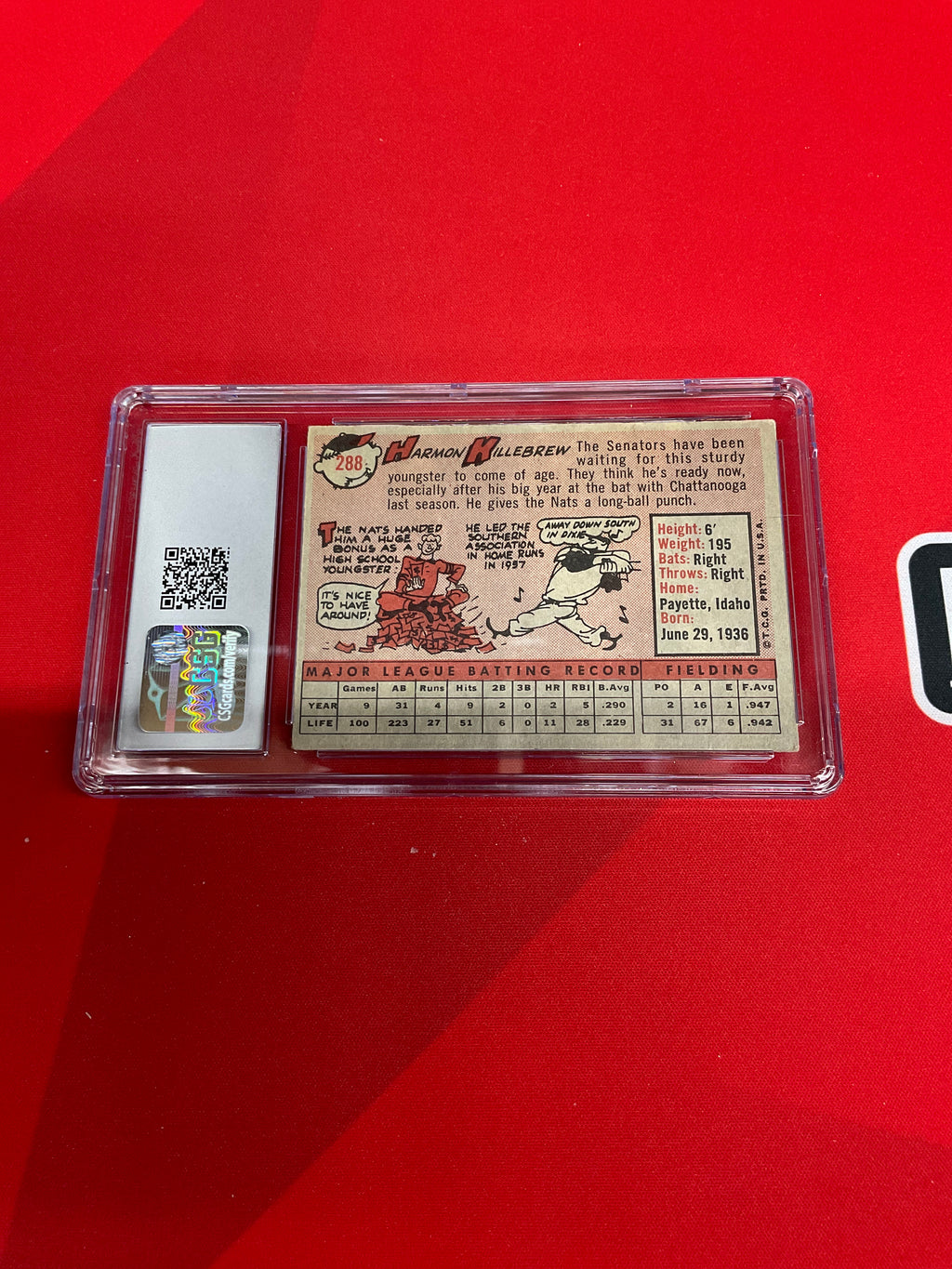 1958 Topps #288 Harmon Killebrew CSG 4