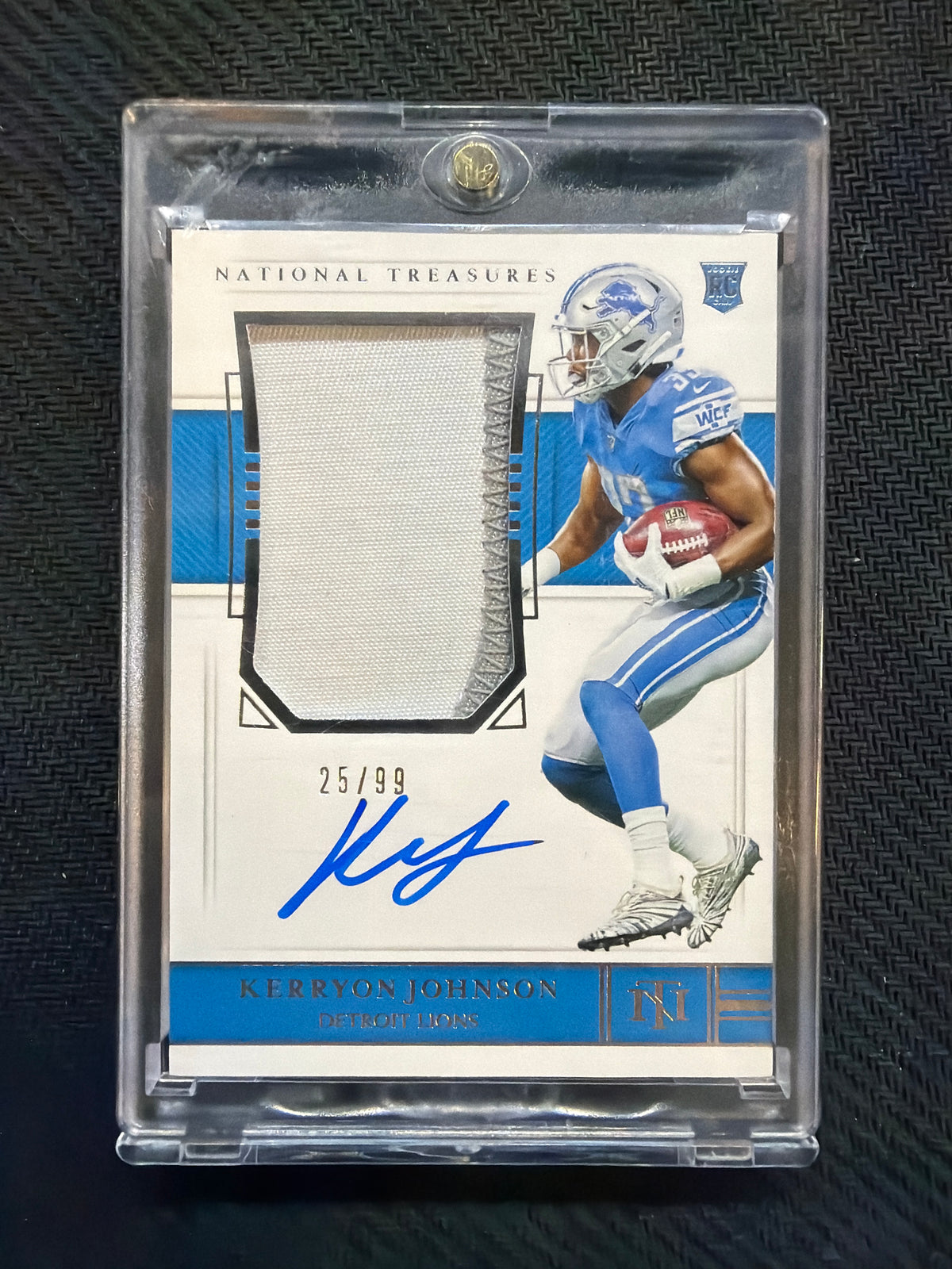 2018 National Treasures Kerryon Johnson Patch Auto /99 True RPA