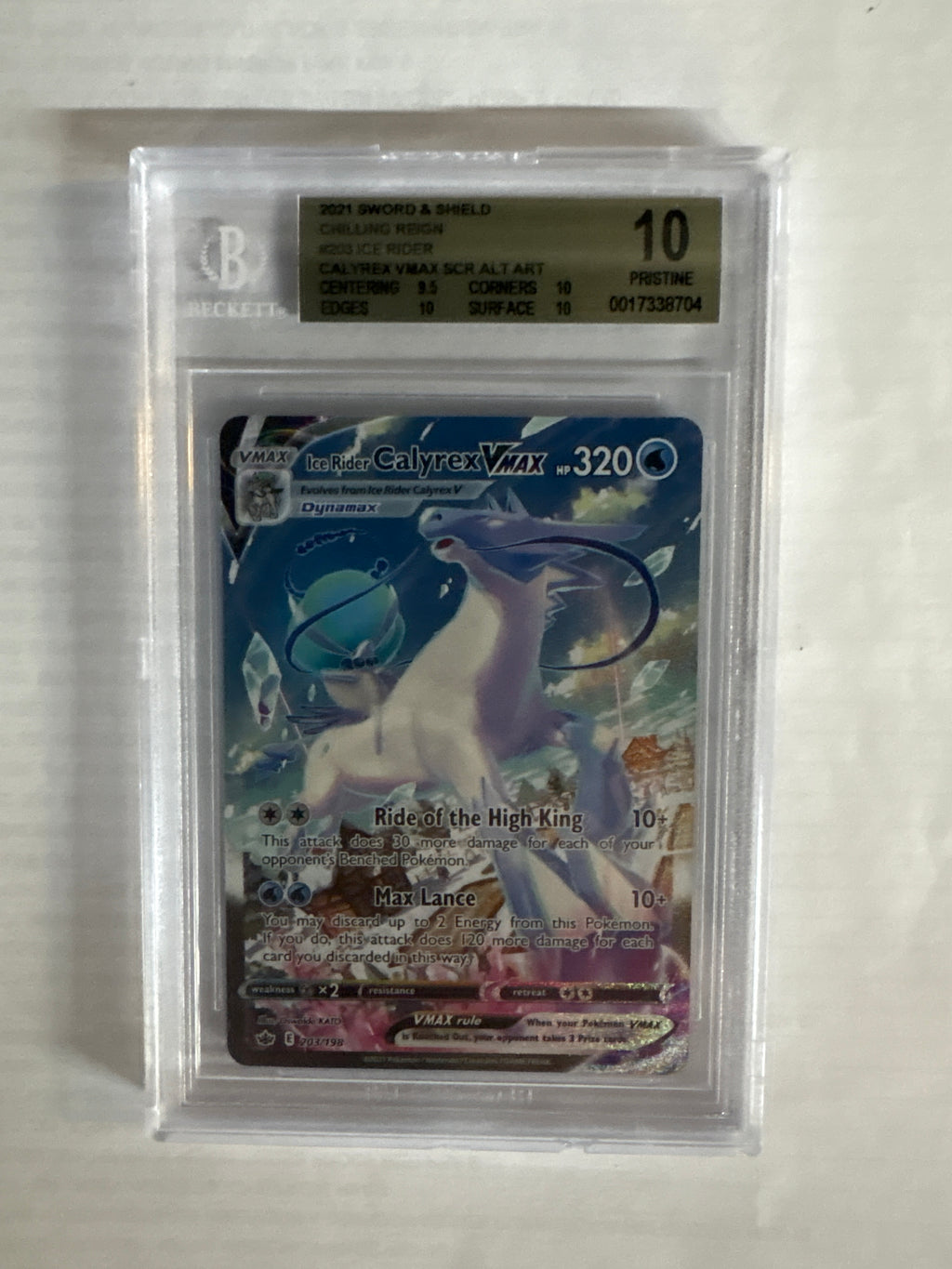 2021 Pokemon Chilling Reign Ice Ryder Calyrex Vmax 203 BGS 10