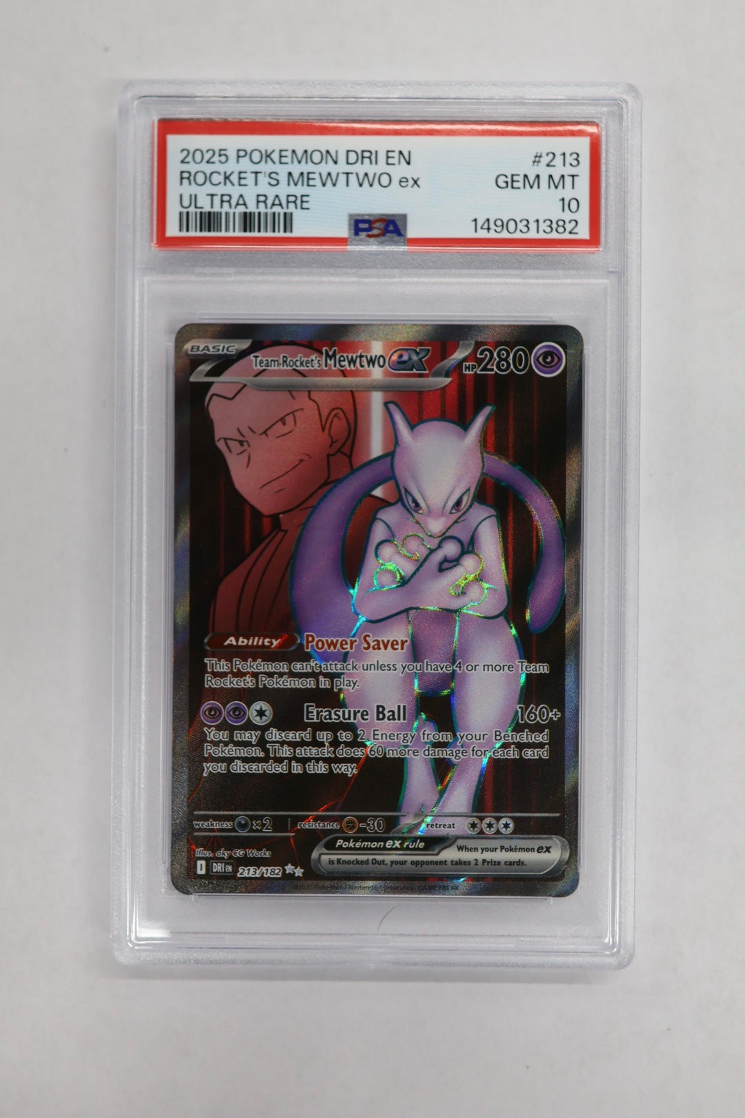 2025 Pokemon Destined Rivals Rocket's Mewtwo ex 213 PSA 10