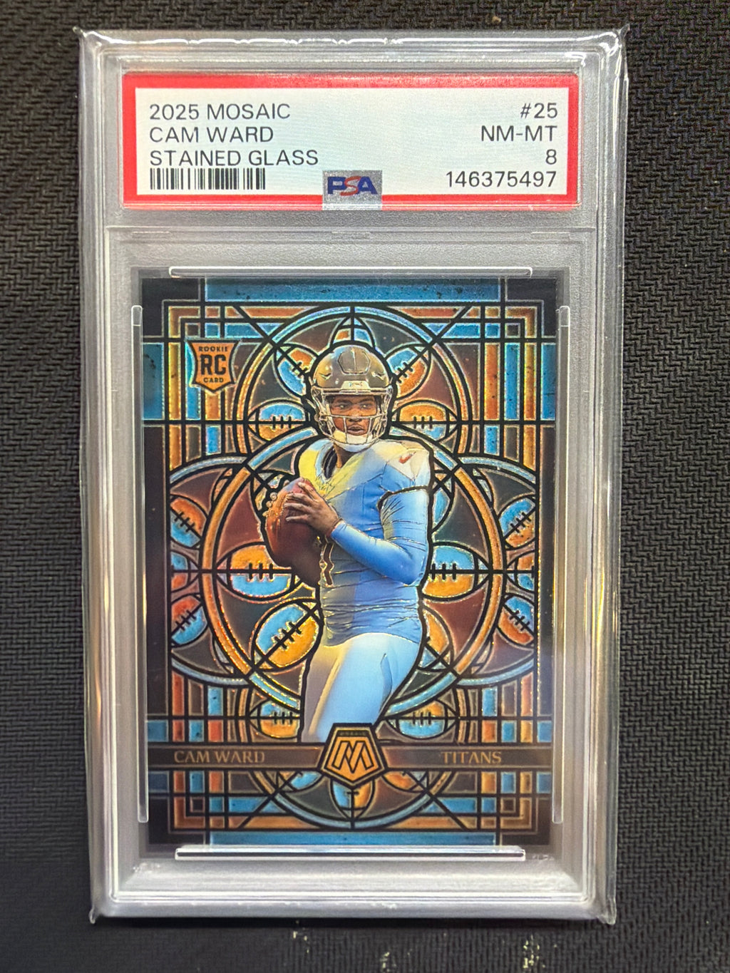 2025 Mosaic Cam Ward Stained Glass #25 Rookie PSA 8
