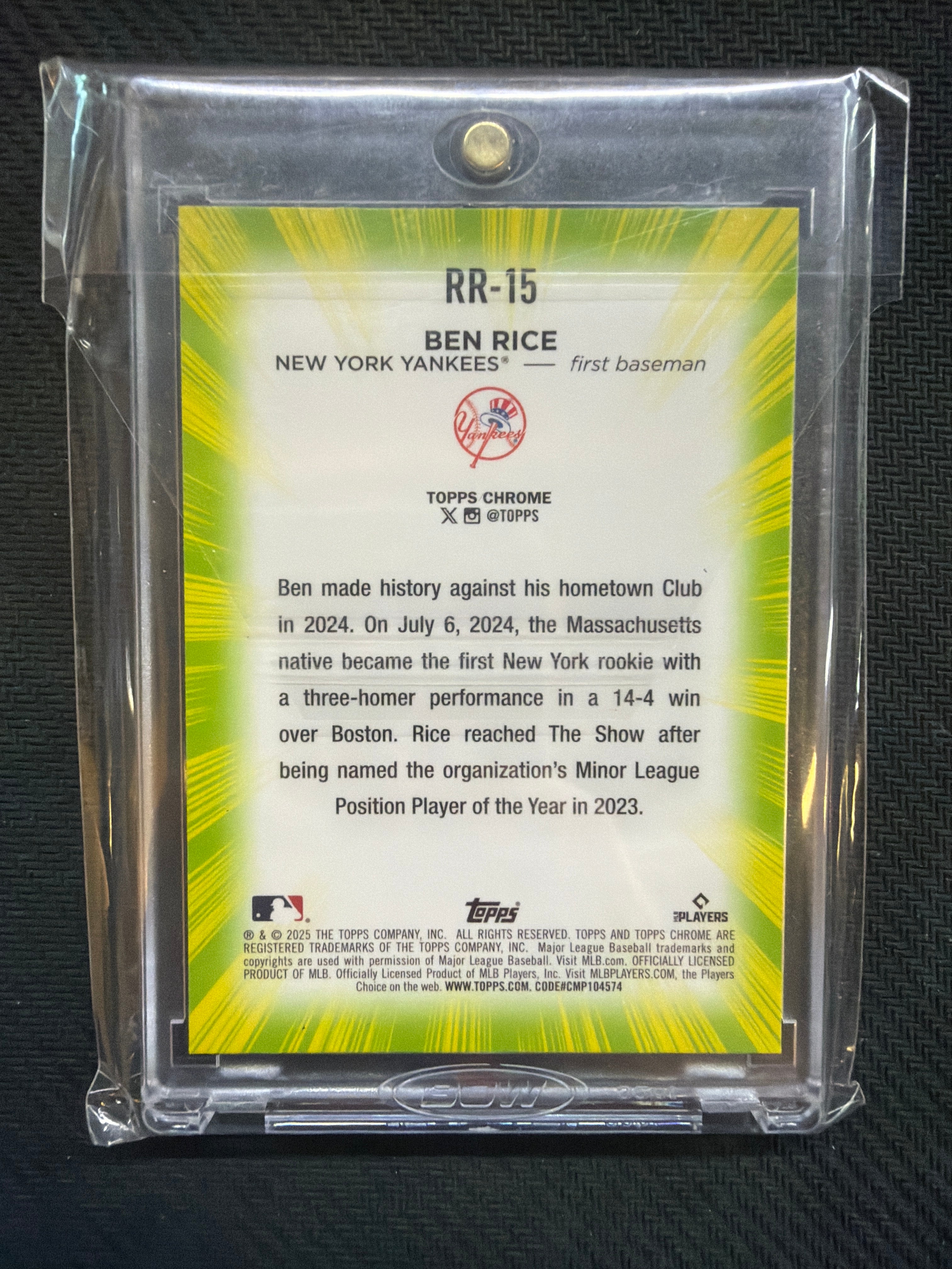 2025 Topps Chrome Ben Rice Radiating Rookies #RR-15 Yankees