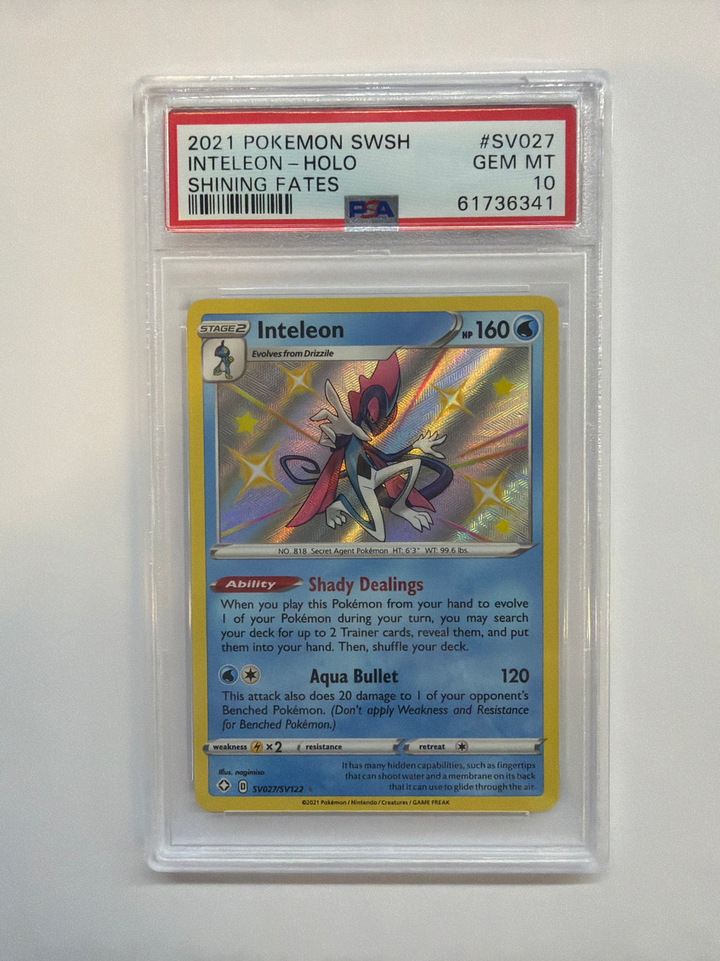 2021 Pokemon Shining Fates Inteleon SV027 PSA 10