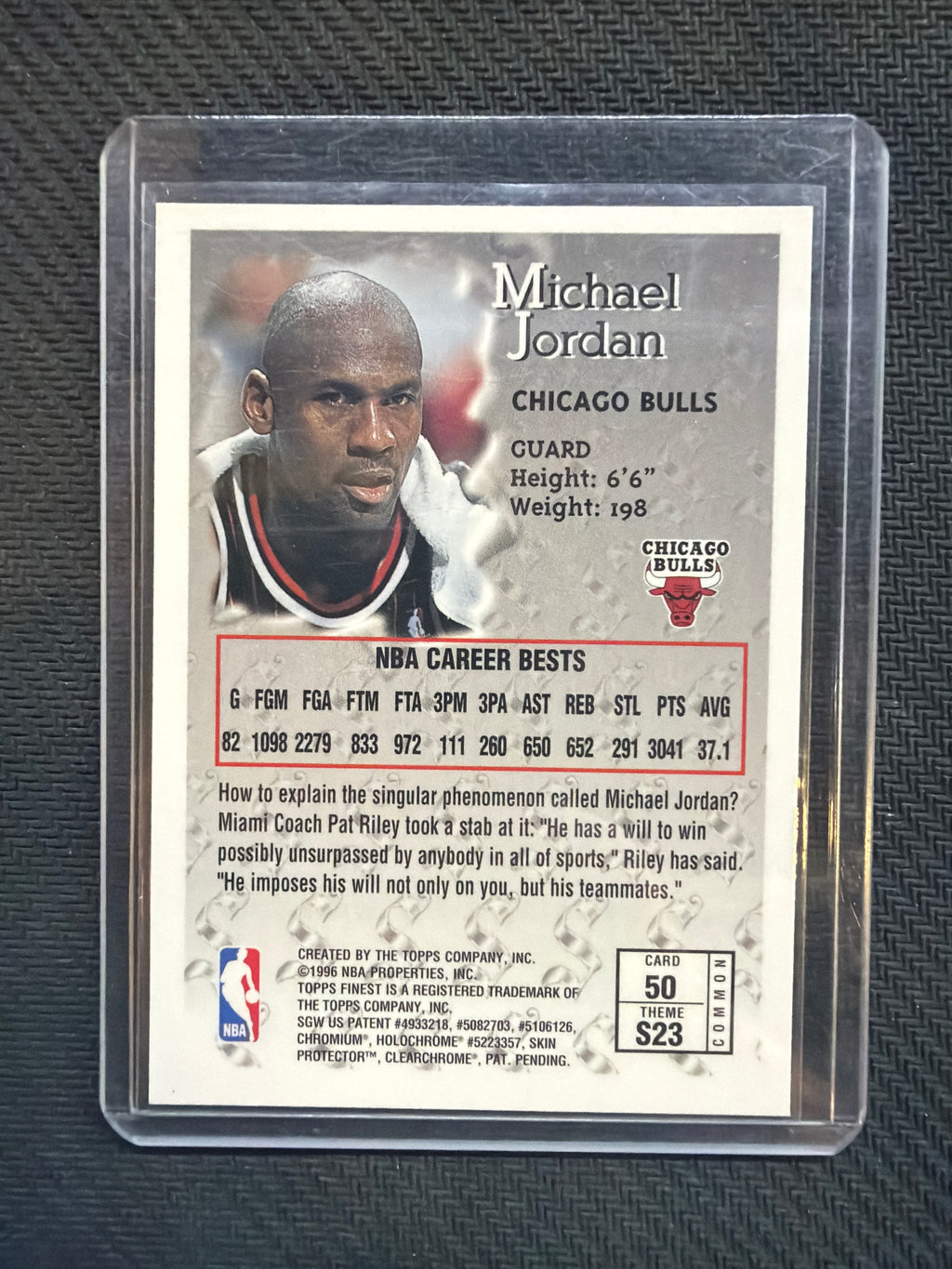 1996 Topps Finest Sterling Michael Jordan W/Coating #50 Bulls
