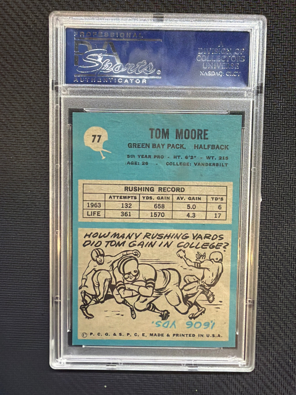 1964 Philadelphia Tom Moore #77 PSA 8 Packers