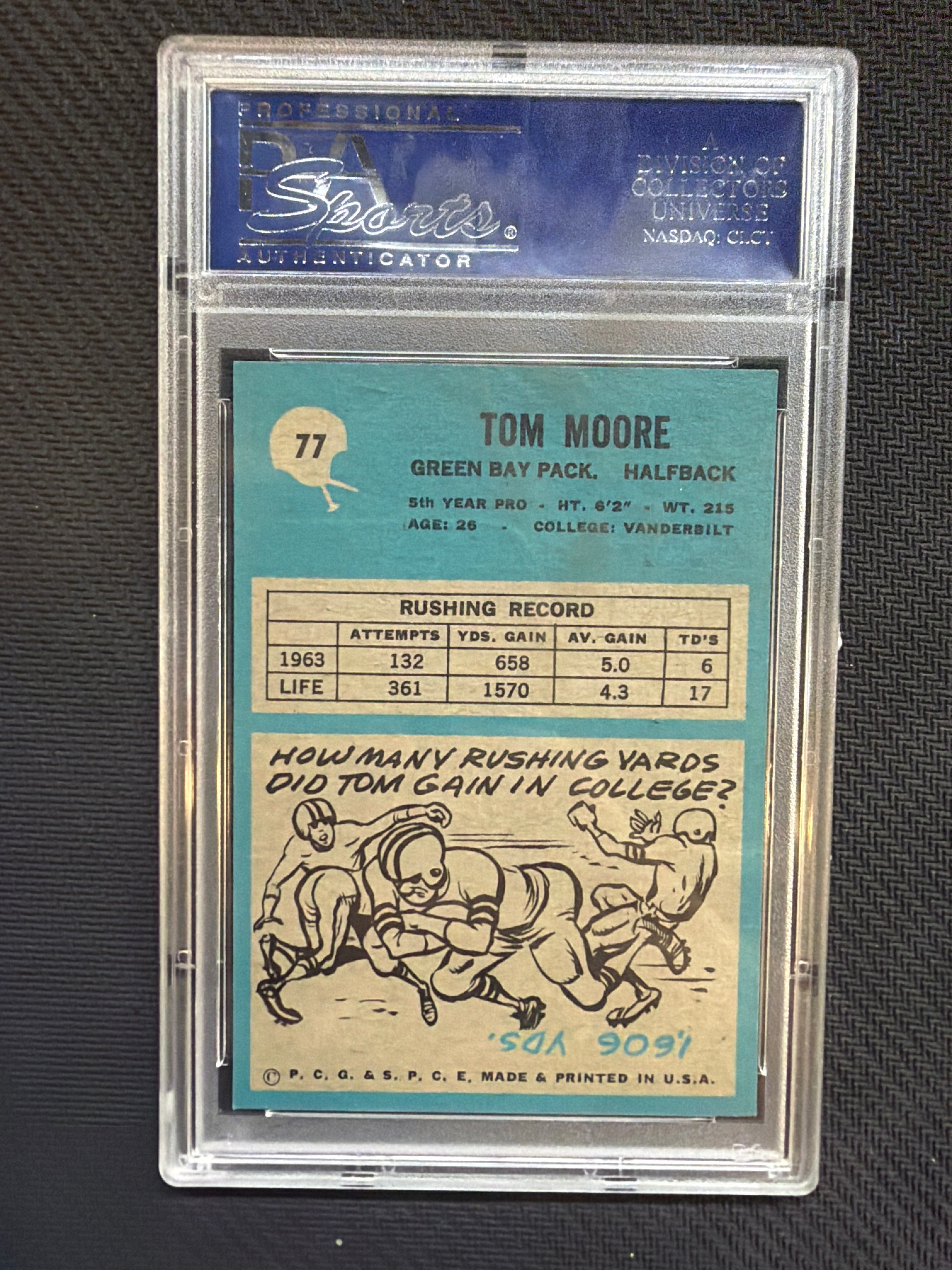 1964 Philadelphia Tom Moore #77 PSA 8 Packers