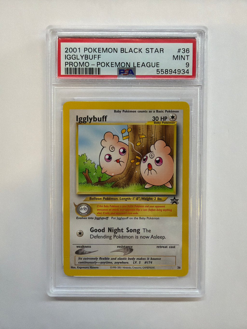 2001 Pokemon League Igglybuff Promo 36 PSA 9