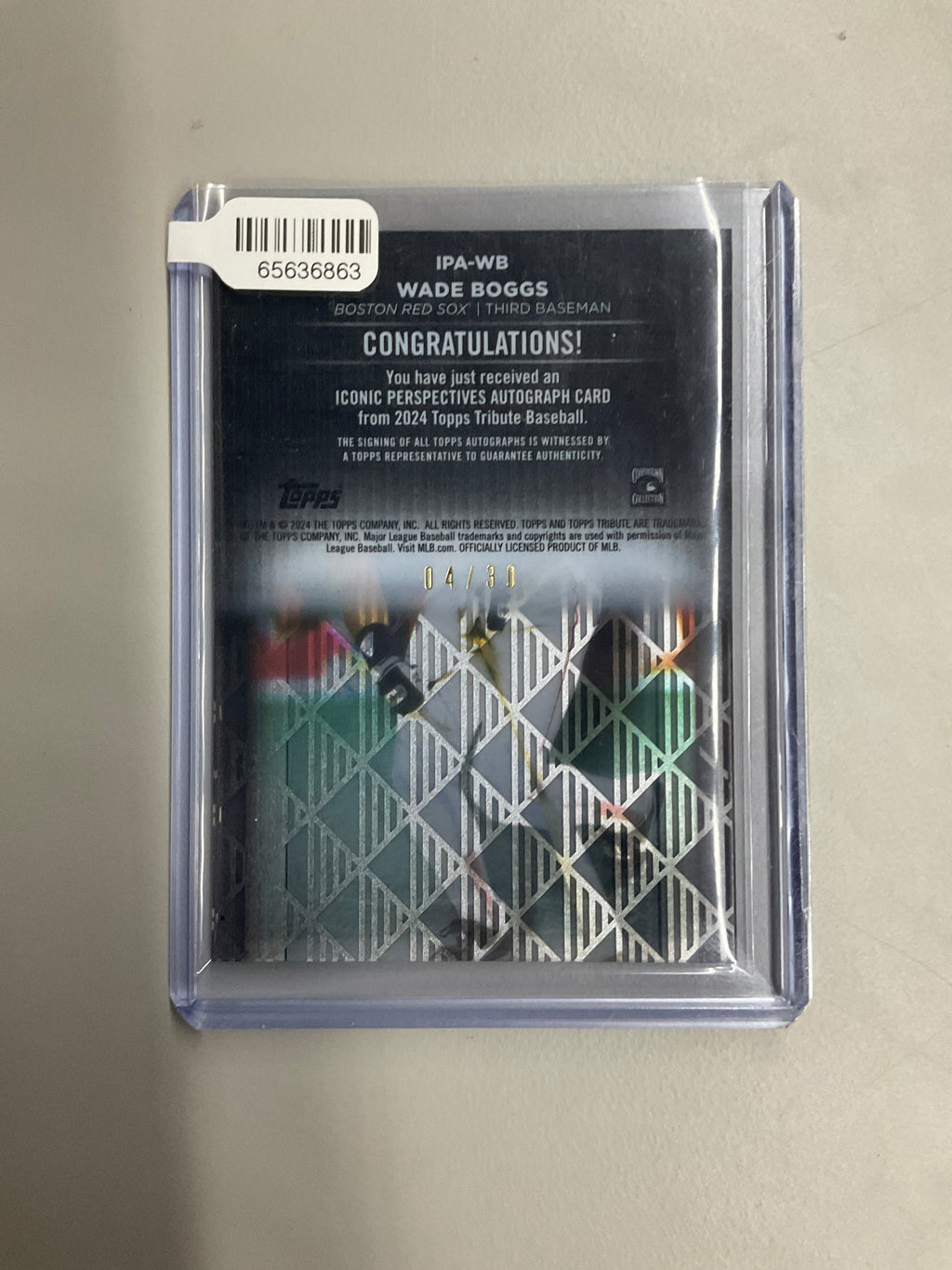 2024 Topps Tribute Wade Boggs Auto /30