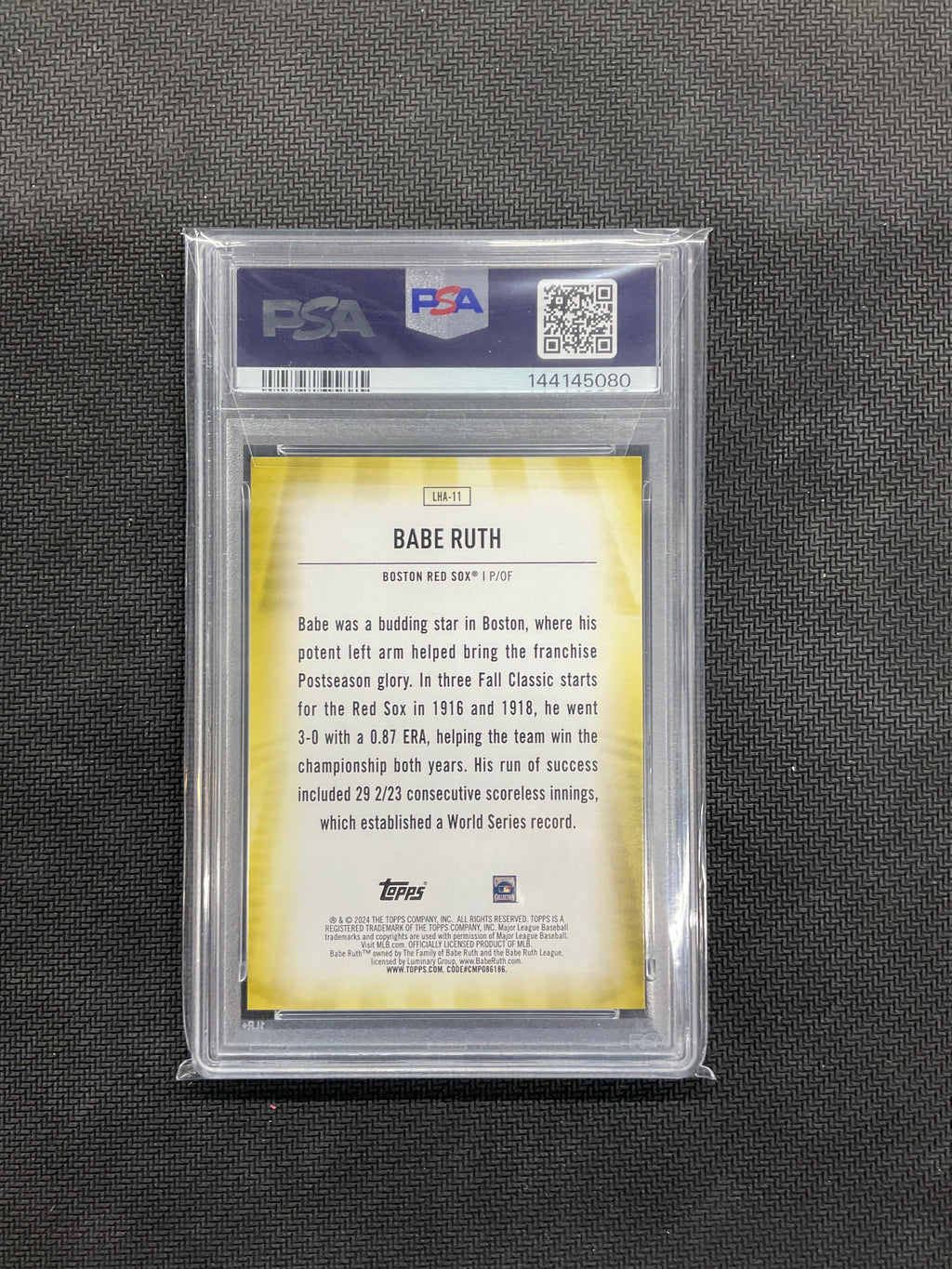 2024 Topps Babe Ruth Legend Home Field Advantage Case Hit PSA 8 Red Sox