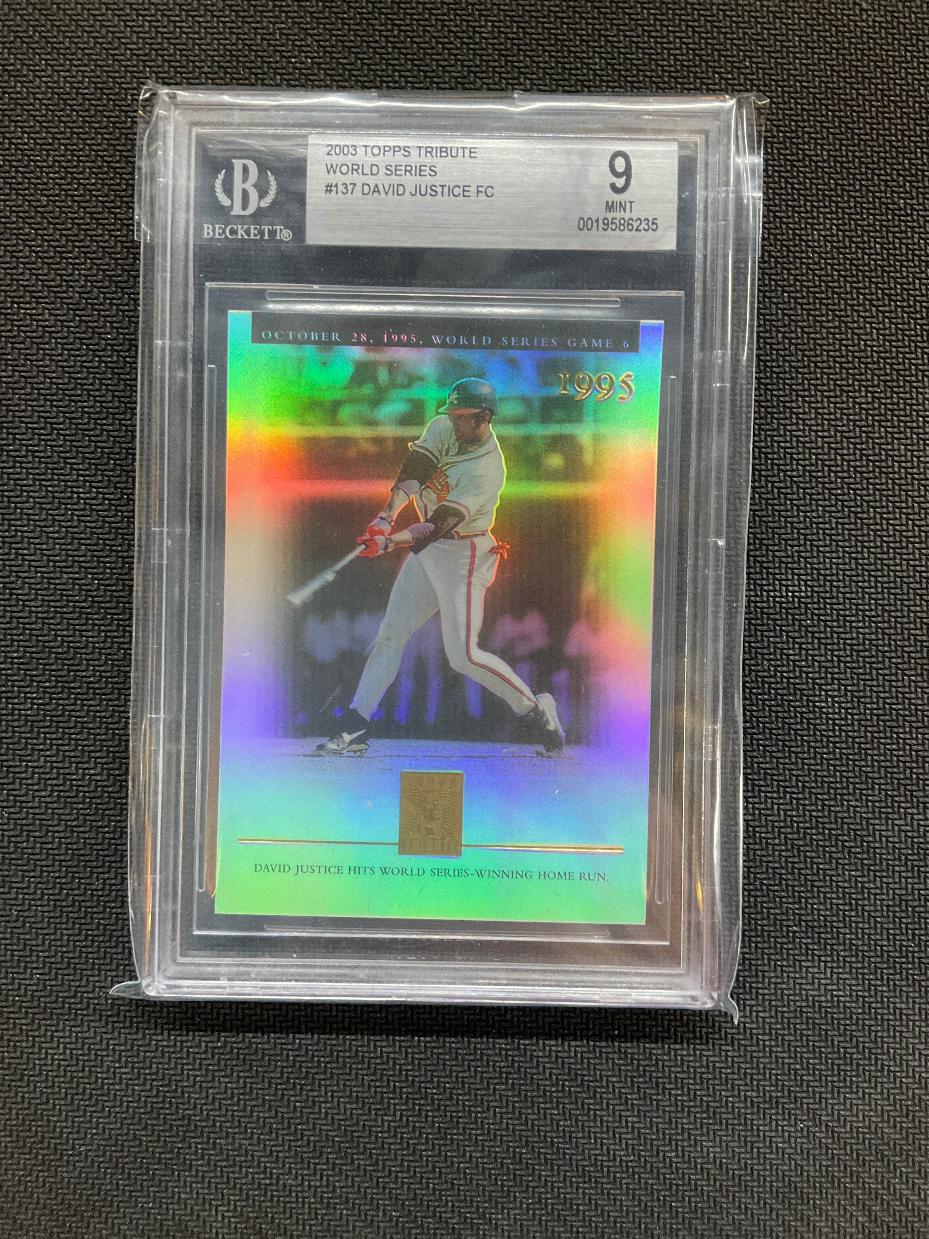 2003 Topps Tribute World Series David Justice BGS 9 Braves