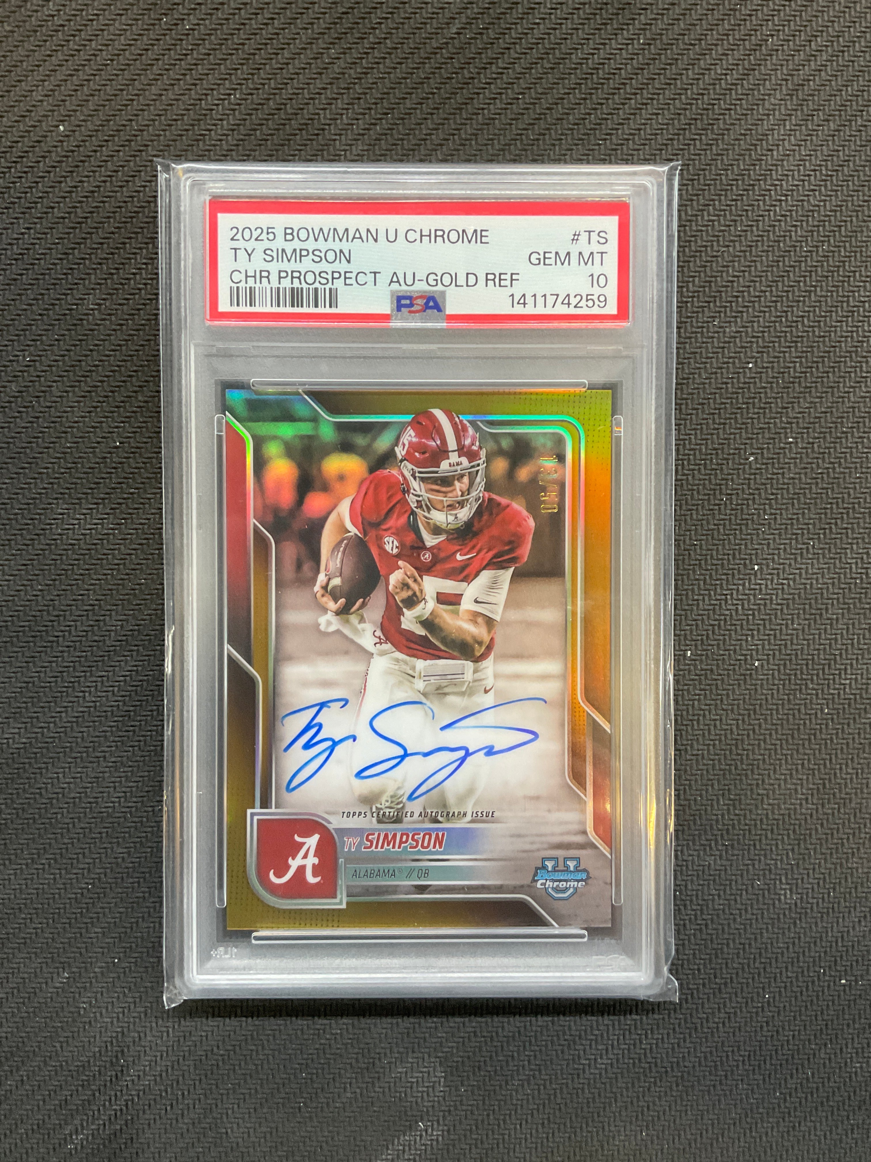 2025 Bowman U Chrome Ty Simpson Gold Auto /50 PSA 10