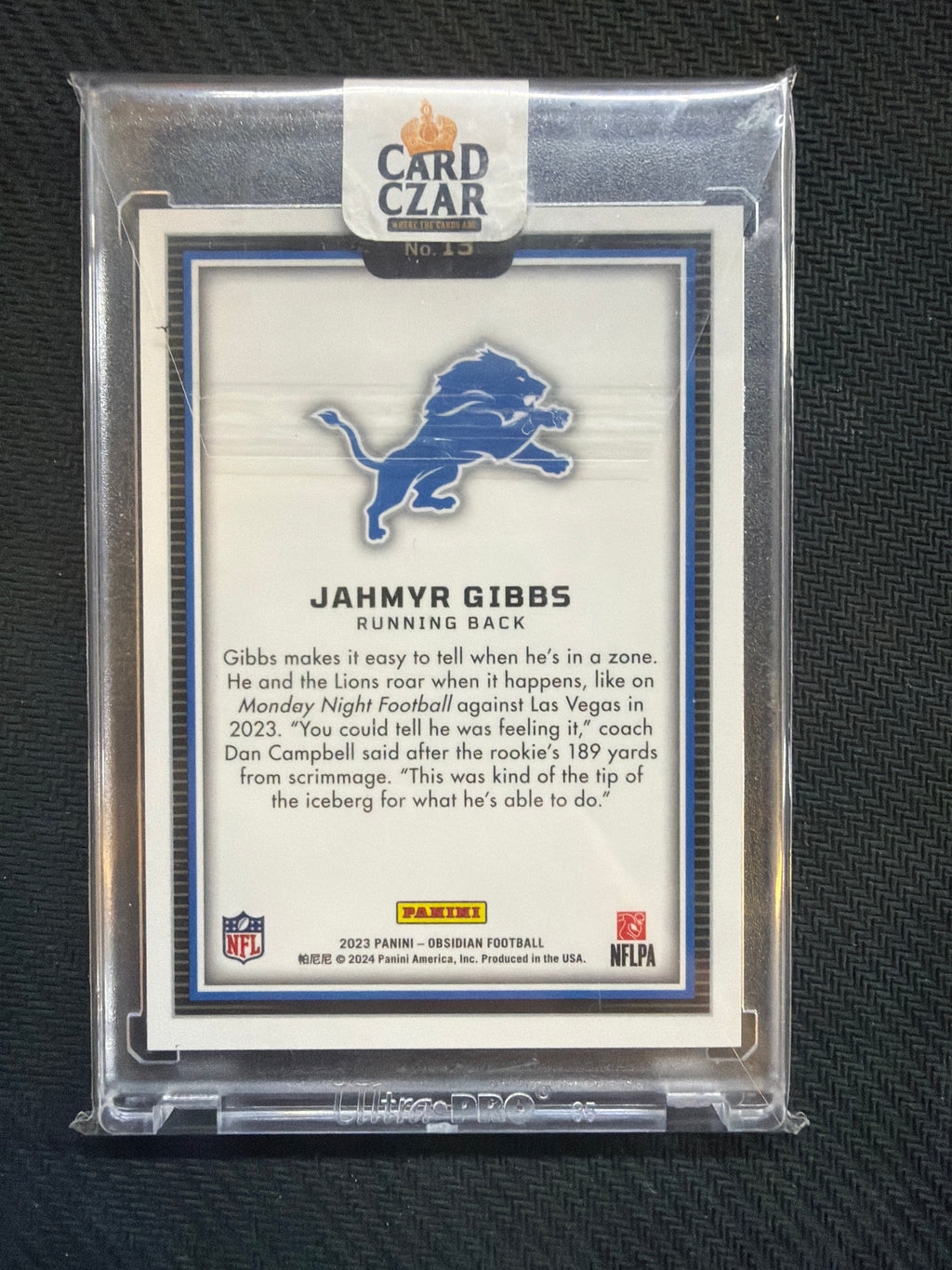 2023 Obsidian Jahmyr Gibbs Black Color Blast #13 Rookie Lions