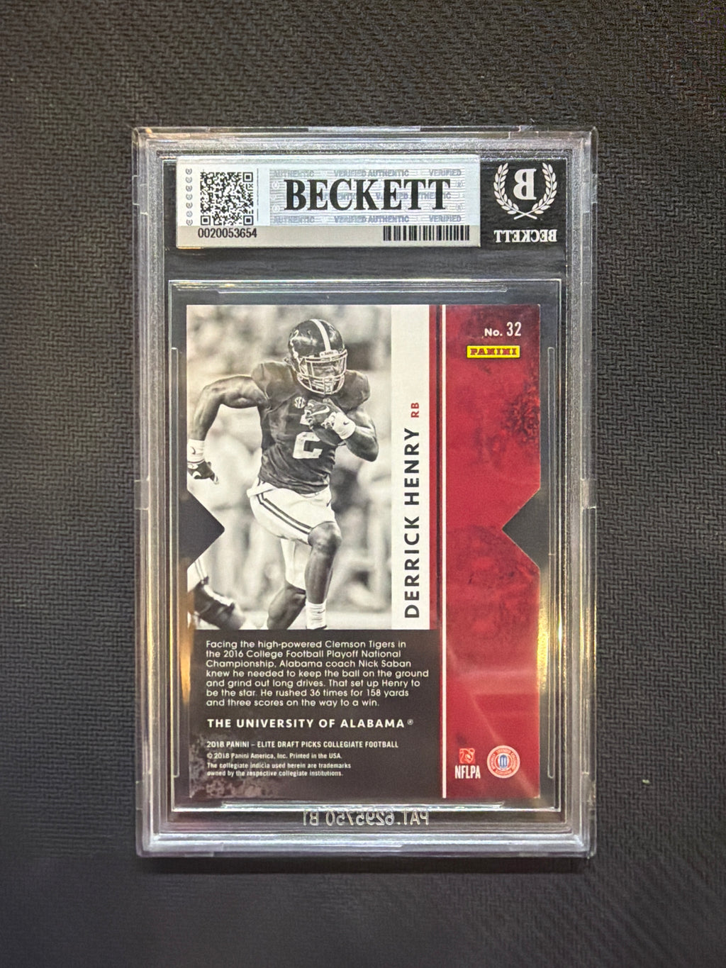 2018 Elite Draft Picks Derrick Henry Purple Die Cut /99 BGS 8.5 Alabama