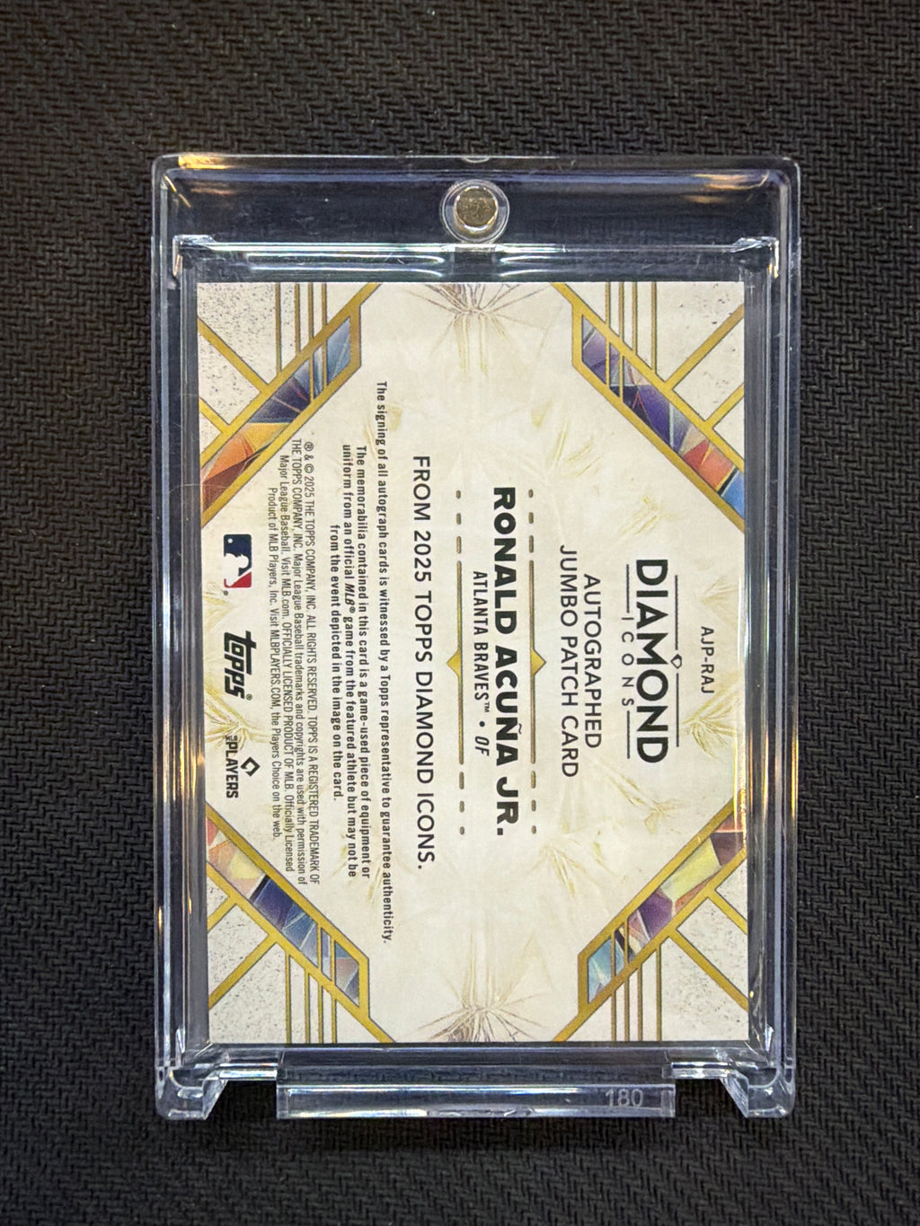 2025 Topps Diamond Icons Ronald Acuna Jr Auto Jumbo Patch /10 Braves