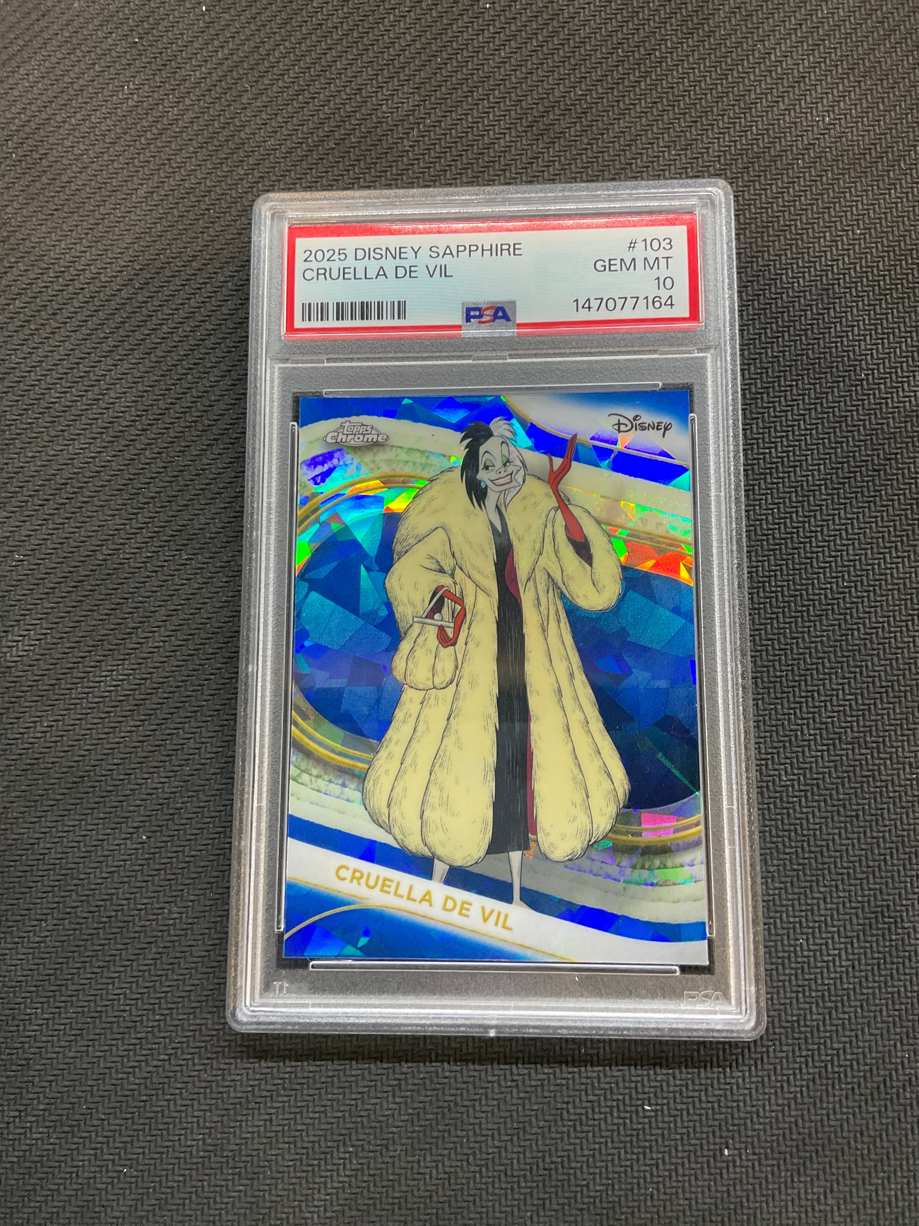 2025 Topps Chrome Disney Sapphire Cruella De Vil PSA 10 164
